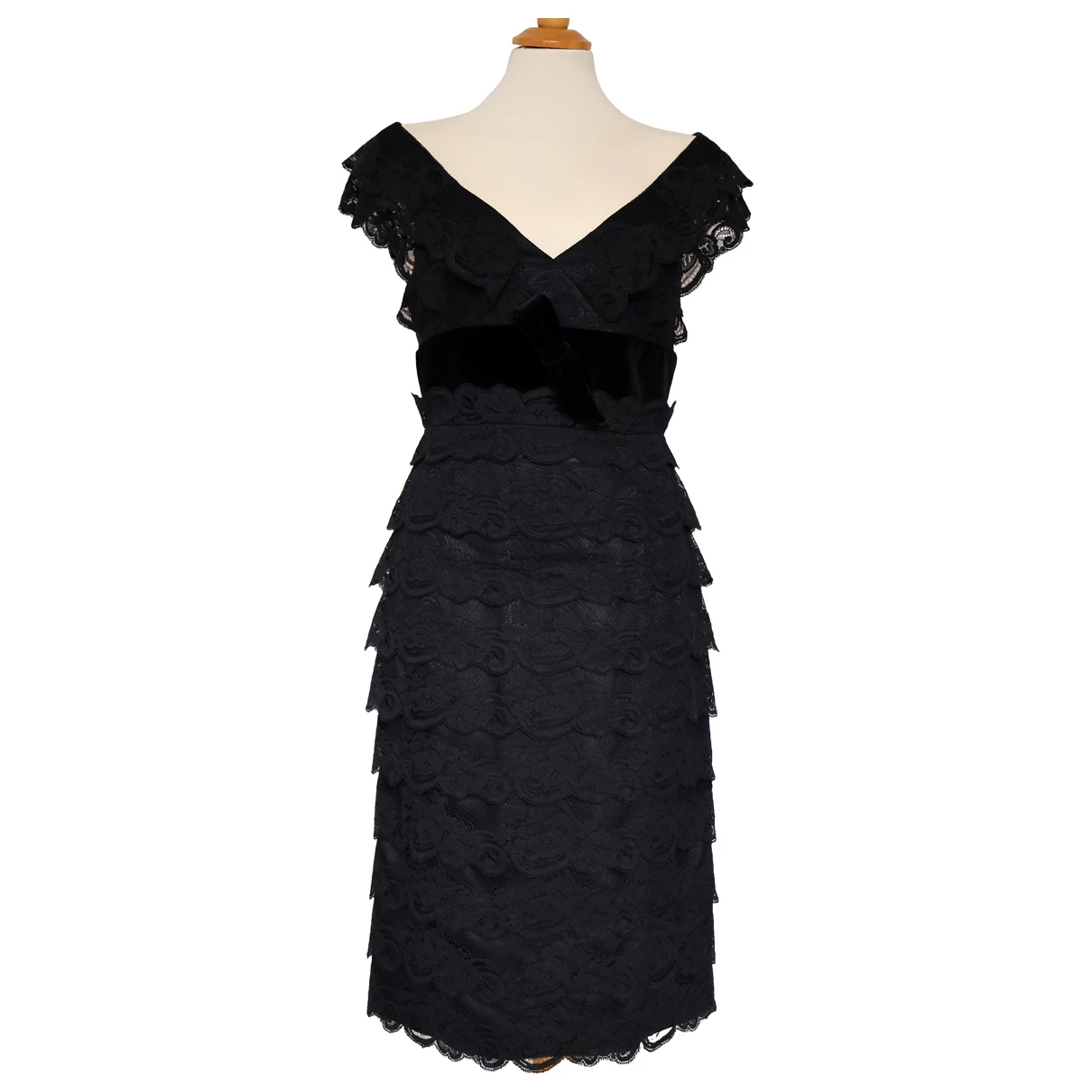 Pre-owned Armani Collezioni Lace Mid-length Dress In Black