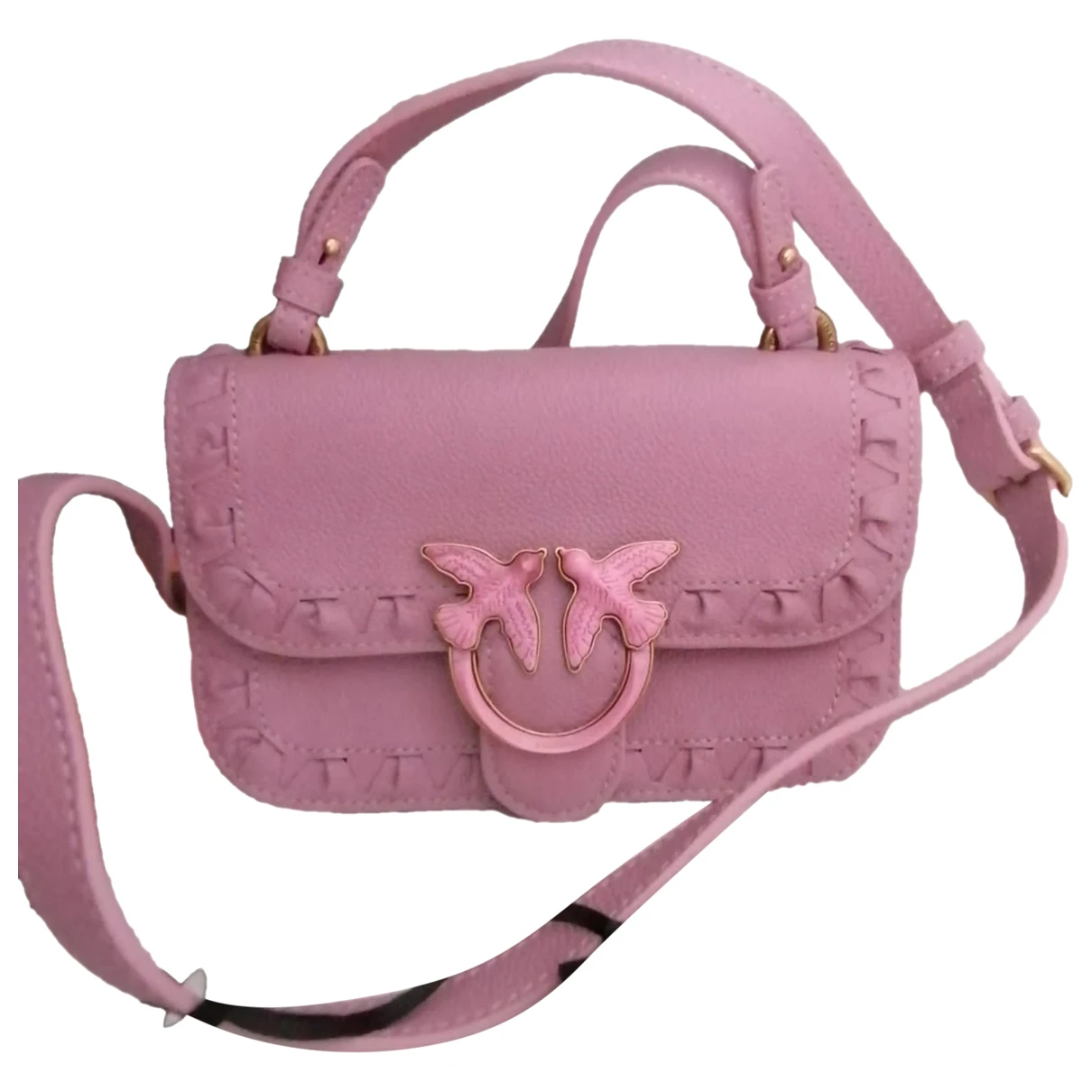 Pre-owned Pinko Love Bag Leather Crossbody Bag In Pink