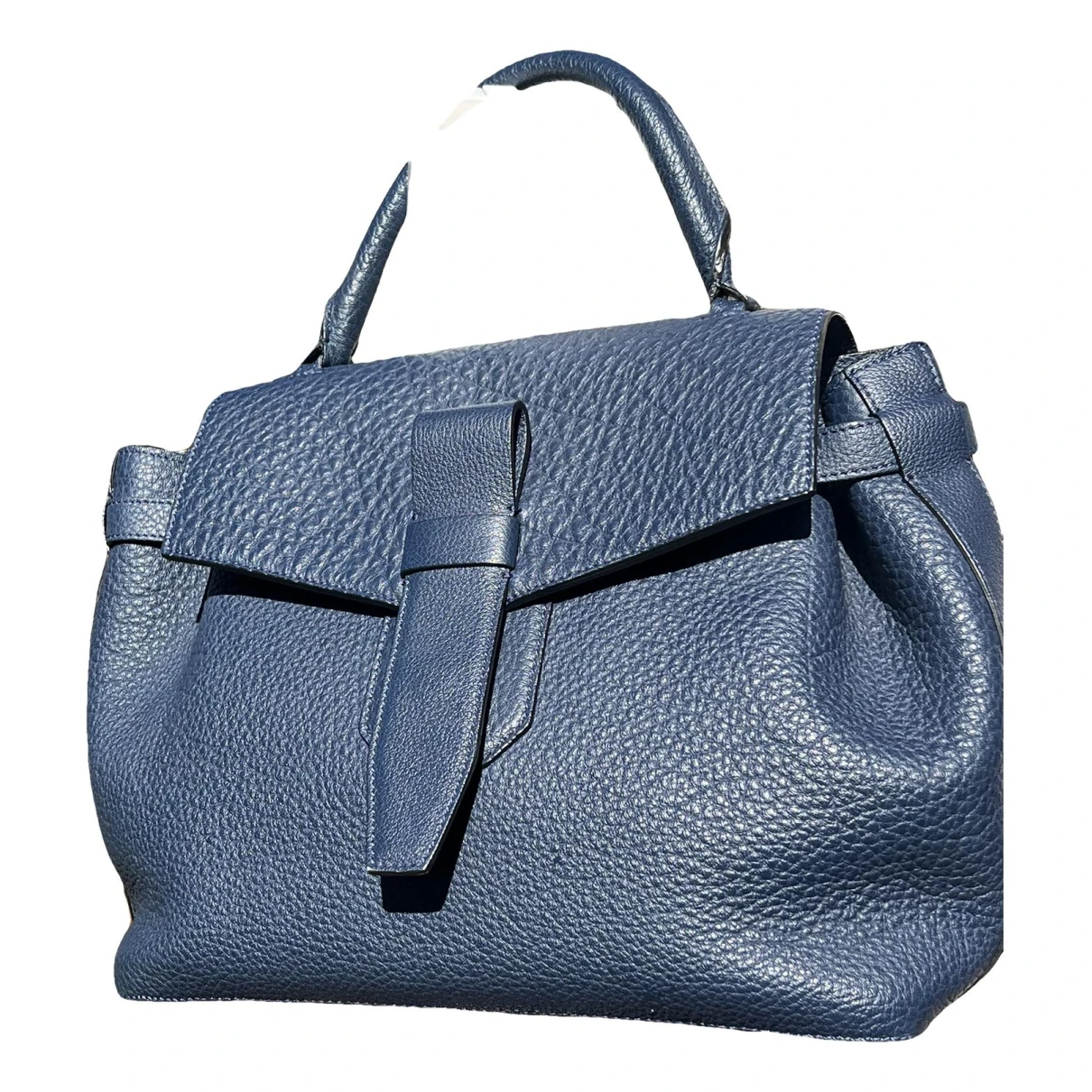Pre-owned Lancel Charlie Leather Handbag In Blue