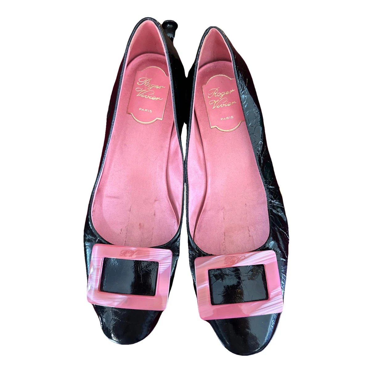 Pre-owned Roger Vivier Patent Leather Ballet Flats In Black
