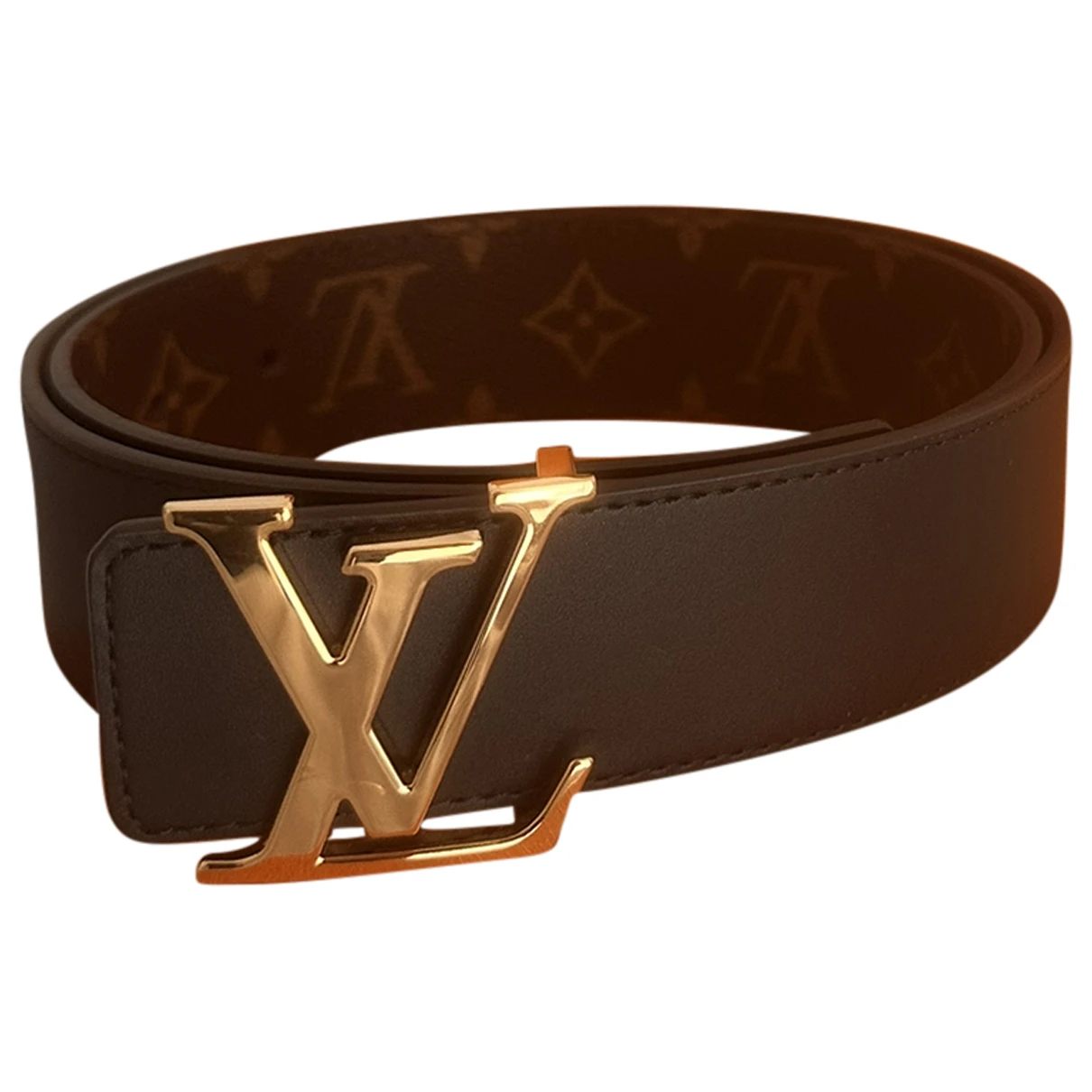 Pre-owned Louis Vuitton Initiales Leather Belt In Black