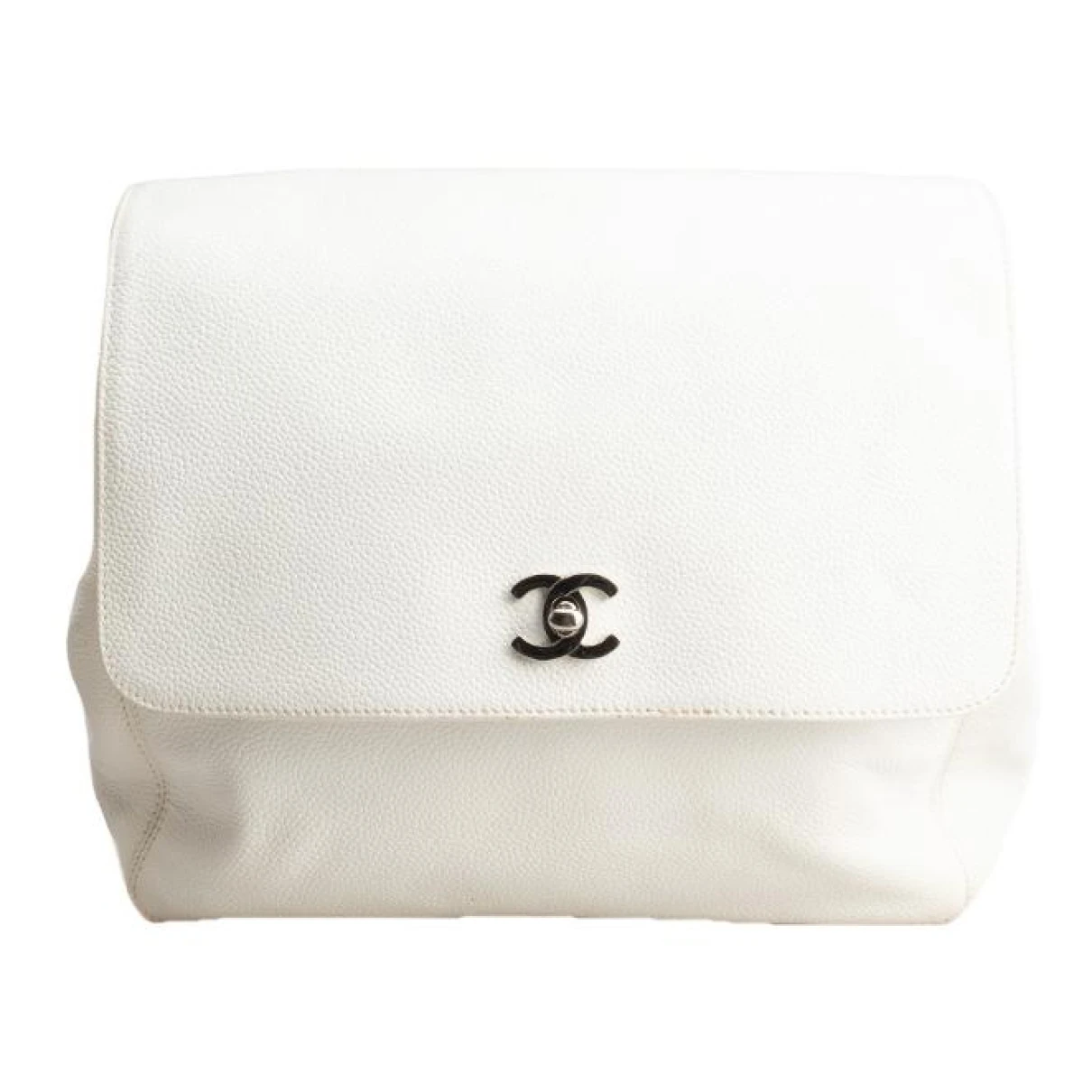 Pre-owned Chanel Timeless/classique Chain Leather Backpack In White