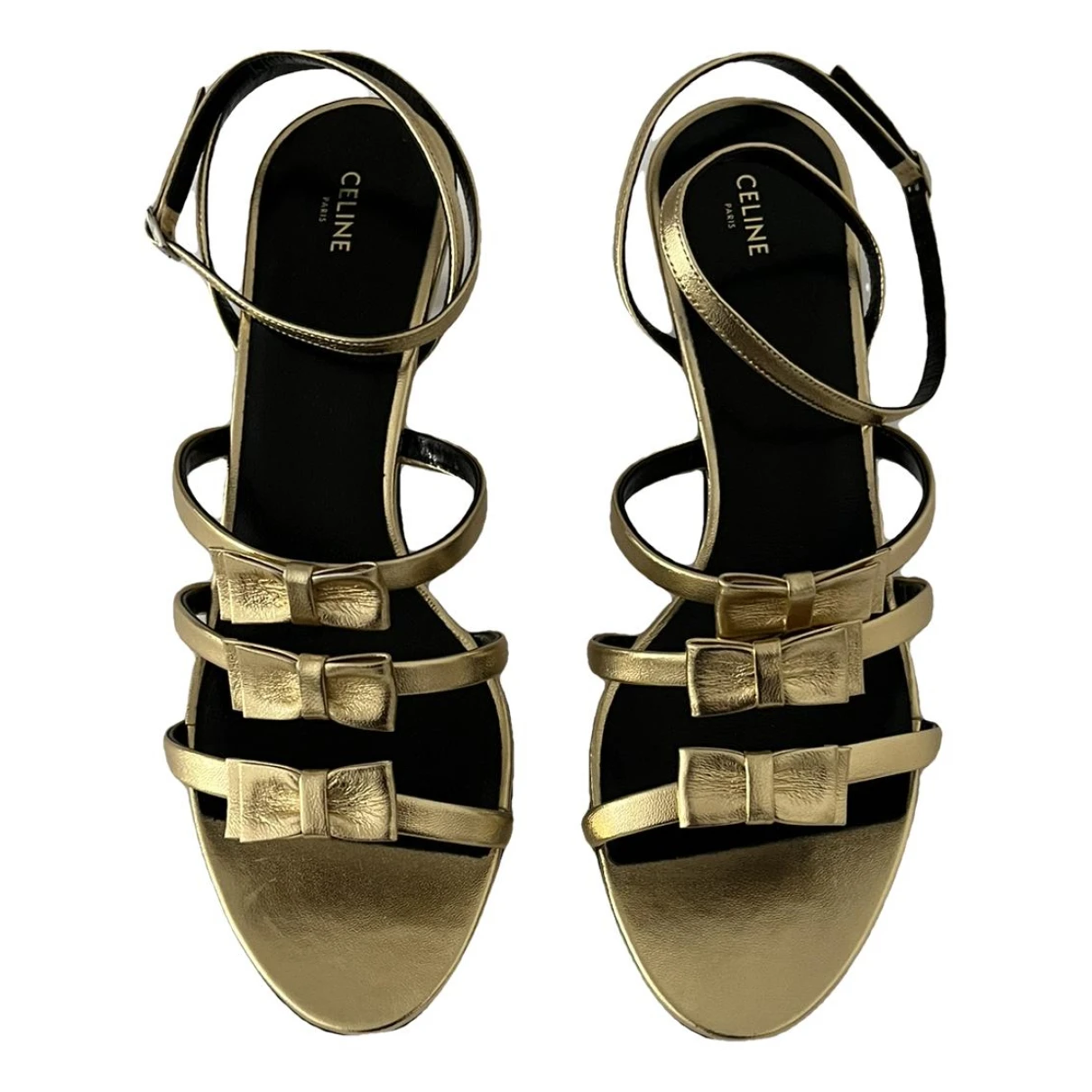 Pre-owned Celine Leather Sandal In Gold