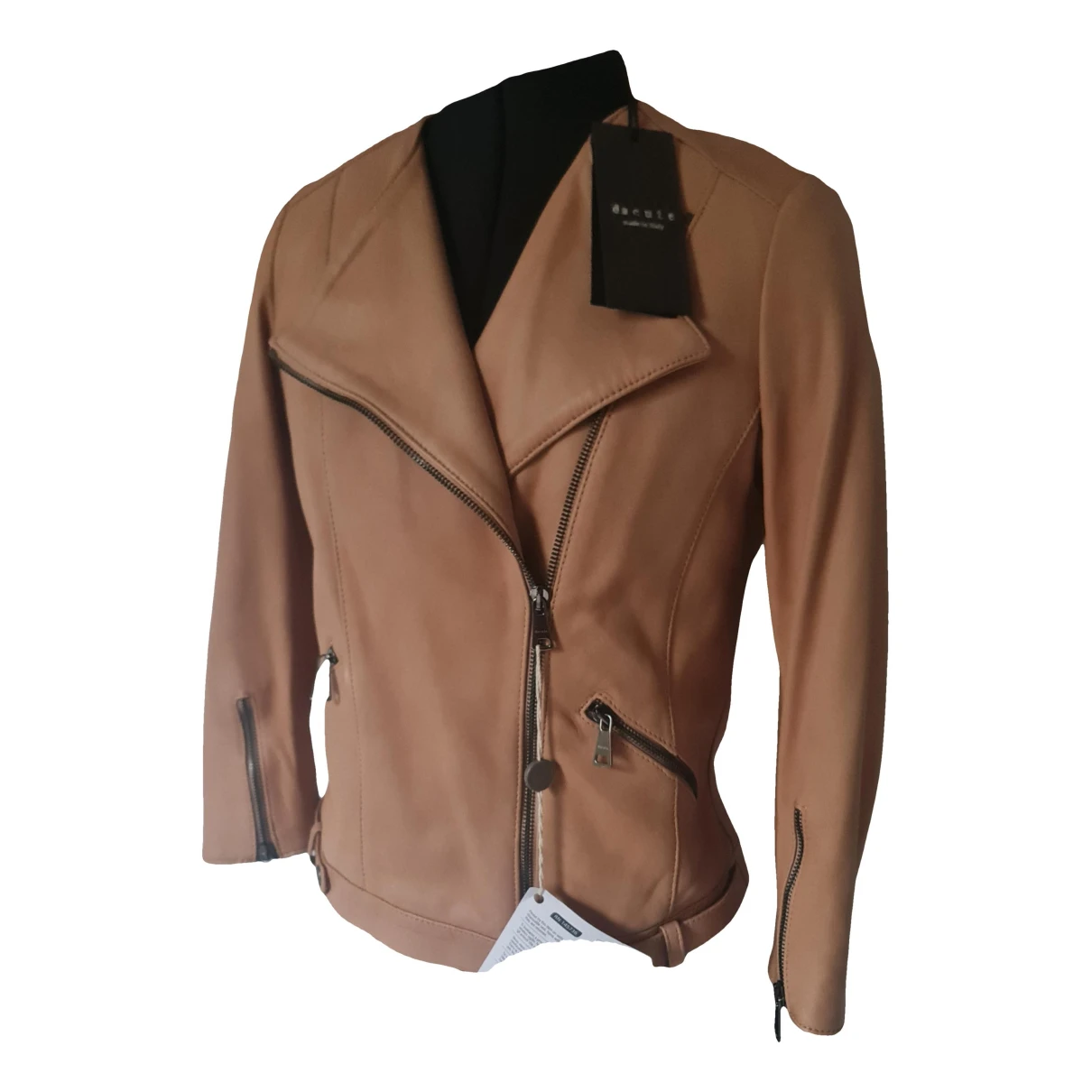 Pre-owned Dacute Leather Jacket In Camel