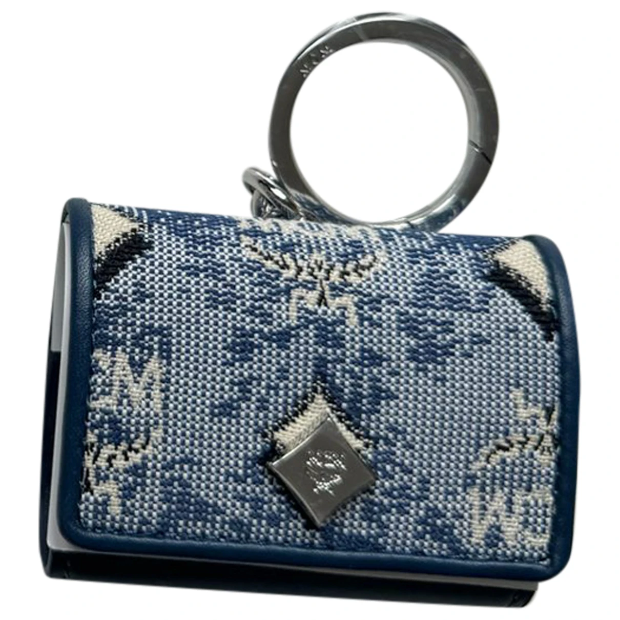 Pre-owned Mcm Leather Key Ring In Blue