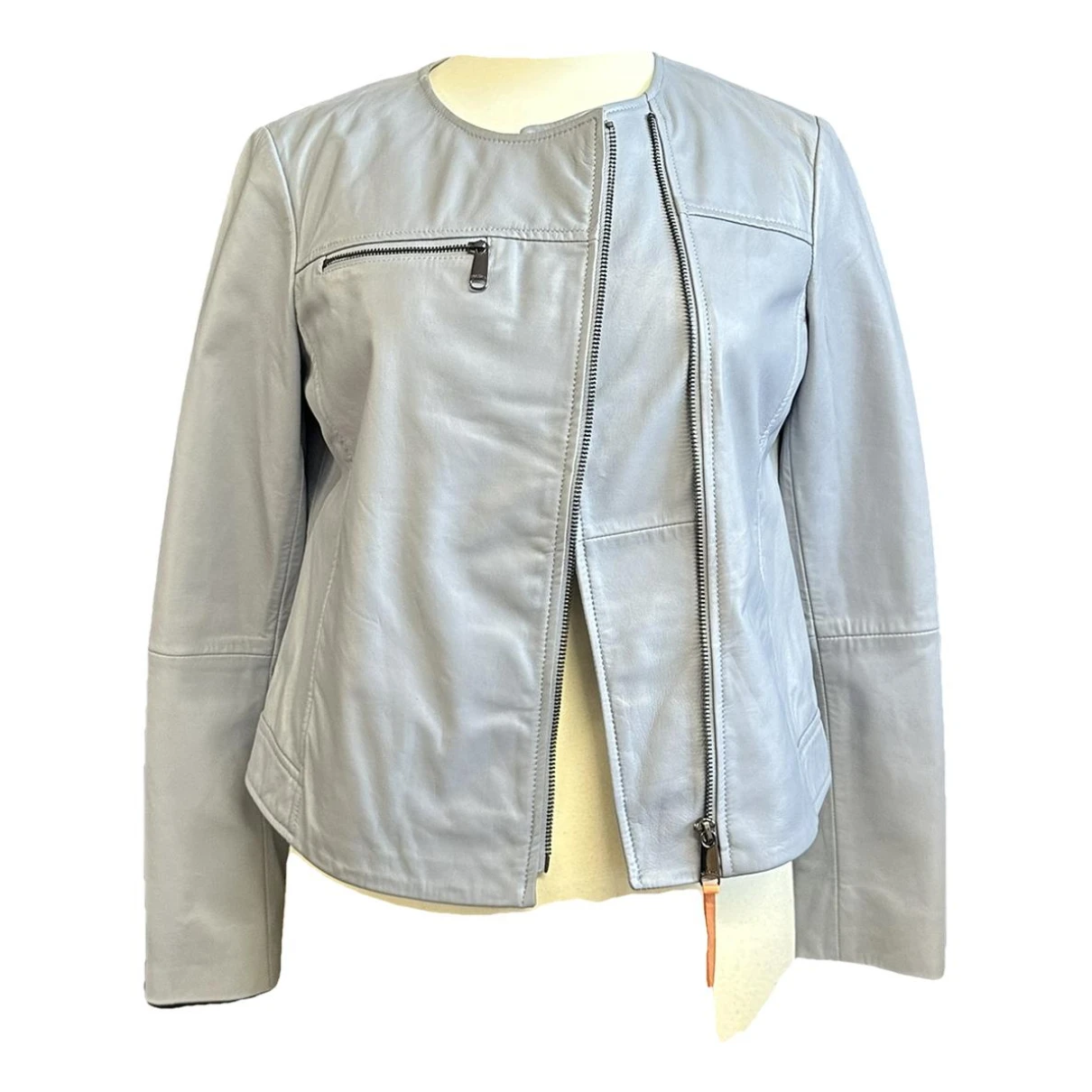 Pre-owned Max Mara Leather Jacket In Blue