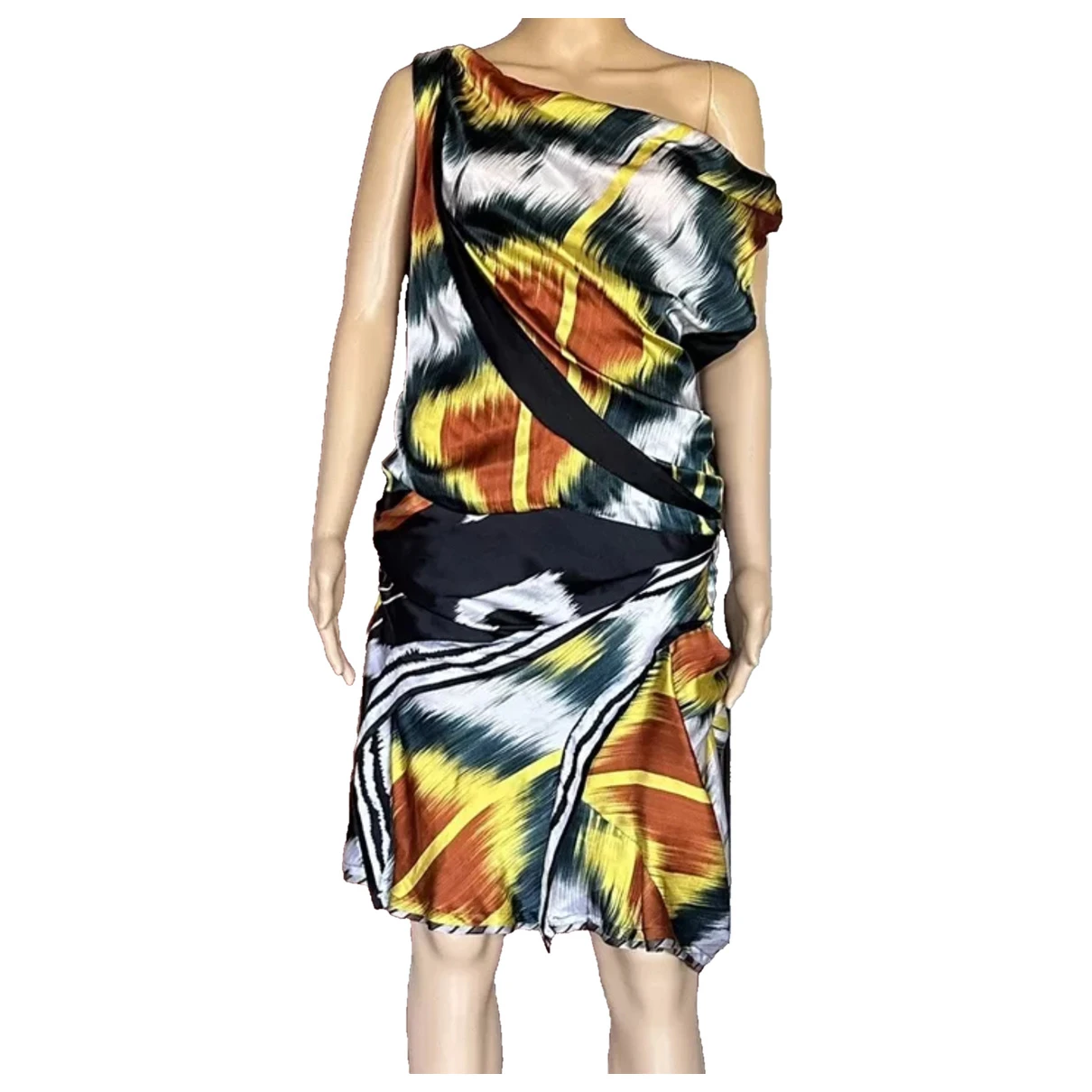 Pre-owned Balenciaga Silk Mid-length Dress In Multicolour