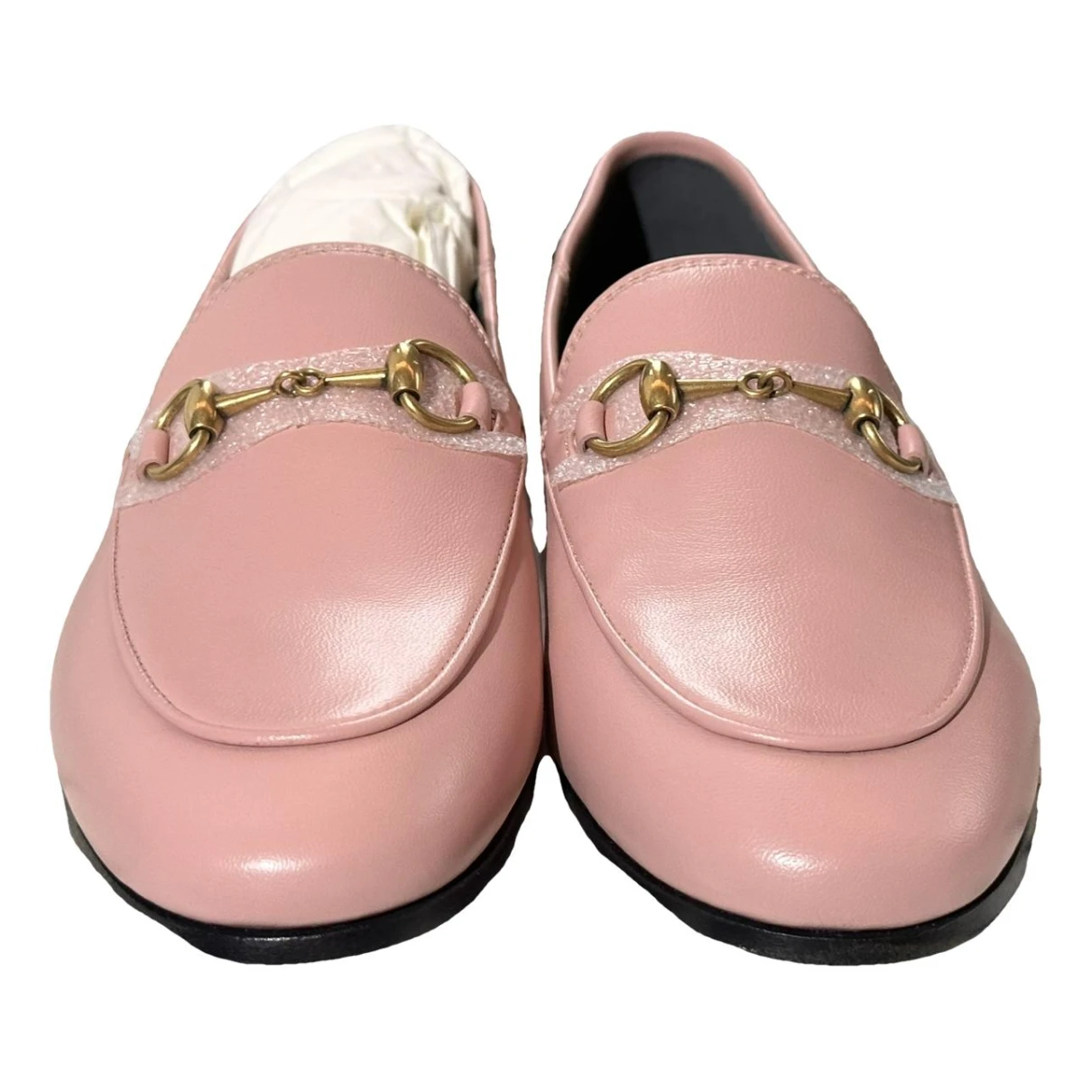 Pre-owned Gucci Jordaan Leather Flats In Pink