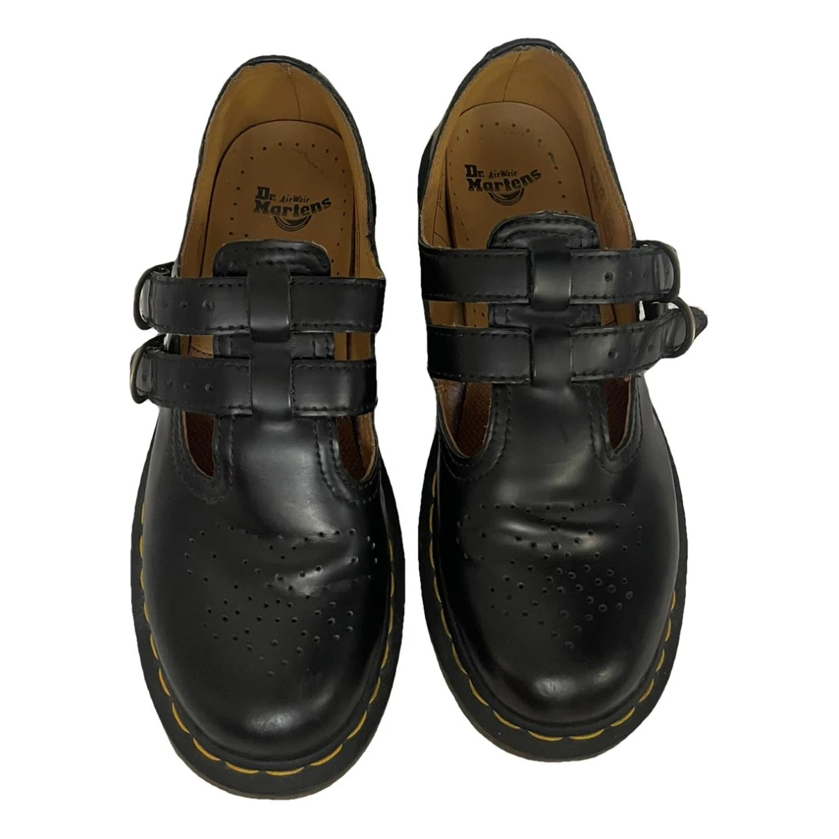 Pre-owned Dr. Martens' 8065 (mary Jane) Leather Flats In Black