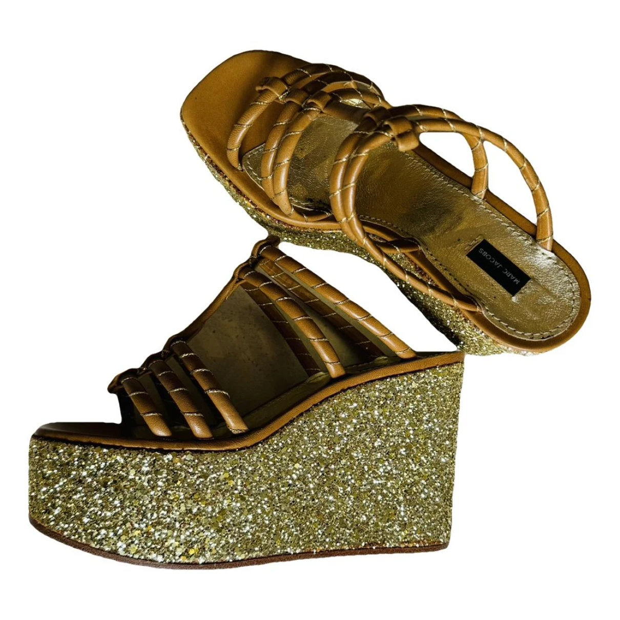 Pre-owned Marc Jacobs Glitter Sandals In Gold