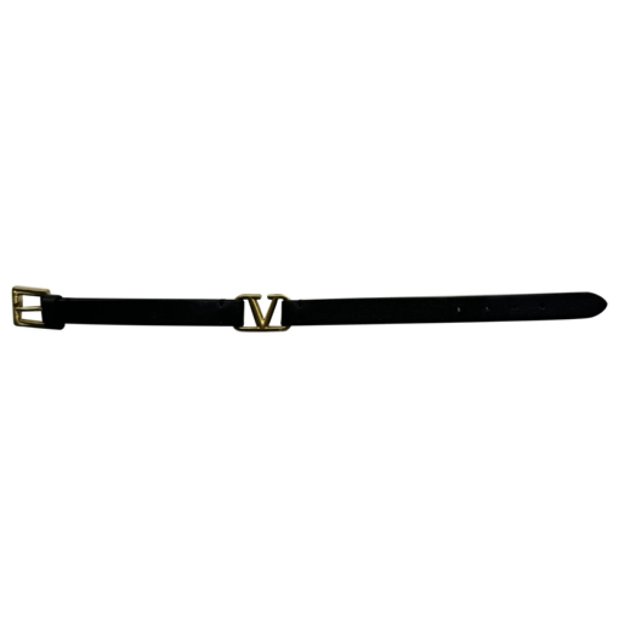 Pre-owned Valentino Garavani Leather Bracelet In Black