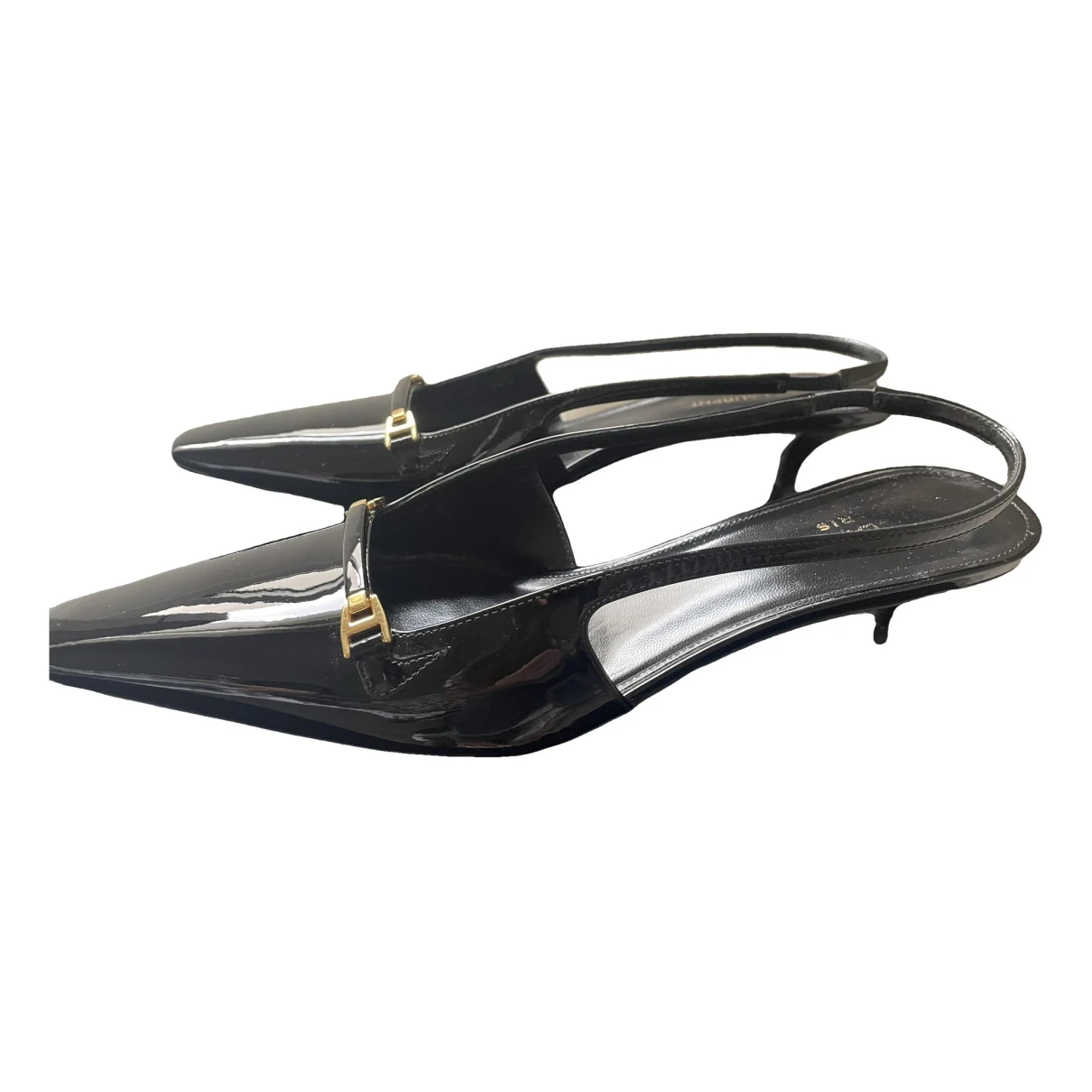 Pre-owned Saint Laurent Patent Leather Mules & Clogs In Black