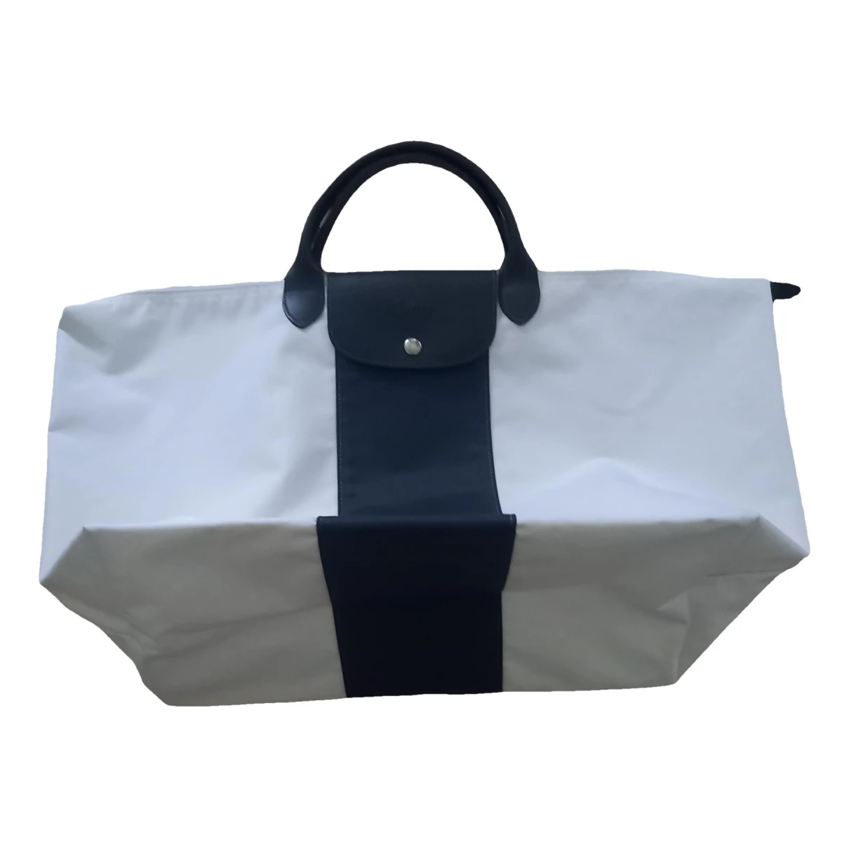 Pre-owned Longchamp Pliage Cloth 48h Bag In White