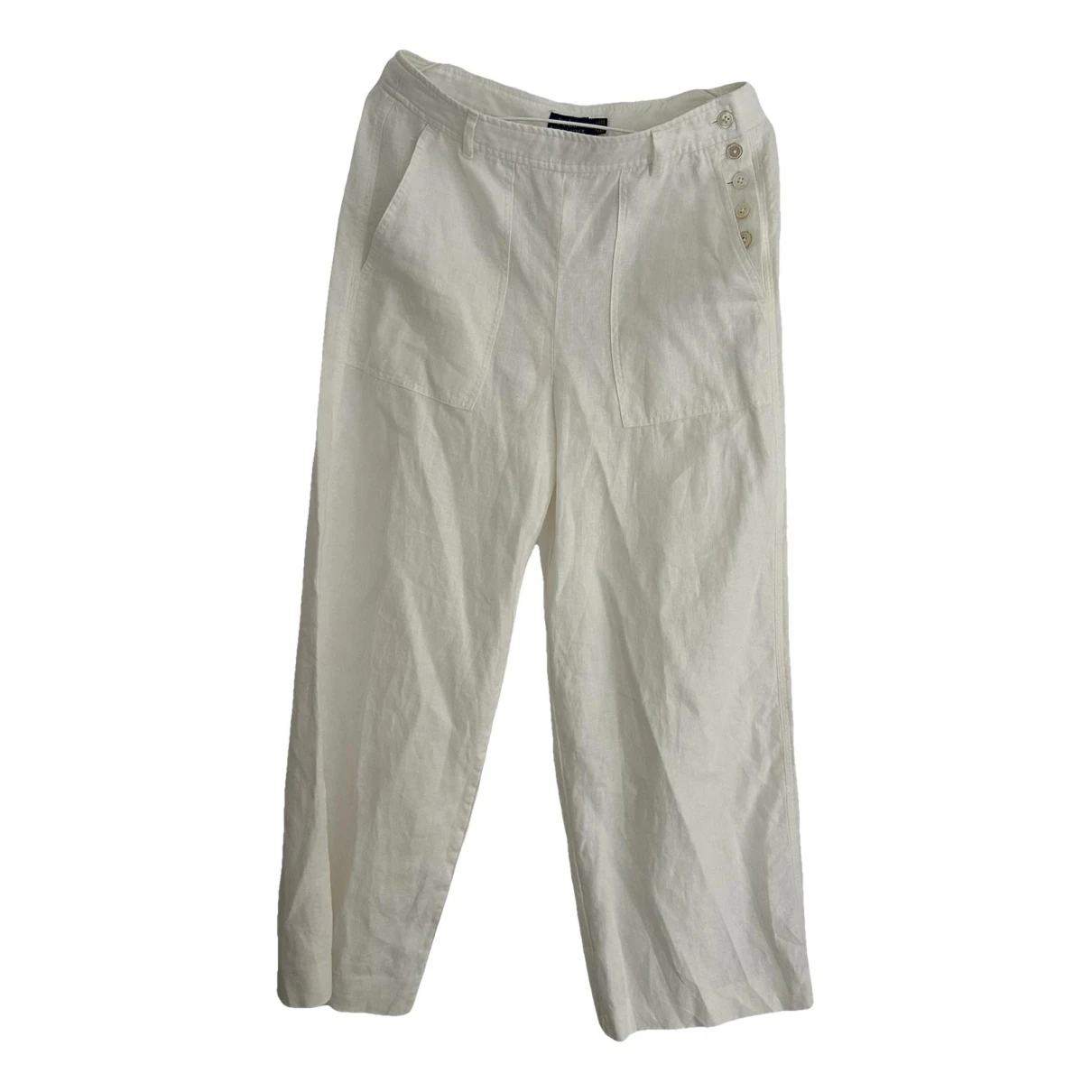 Pre-owned Polo Ralph Lauren Linen Straight Pants In White
