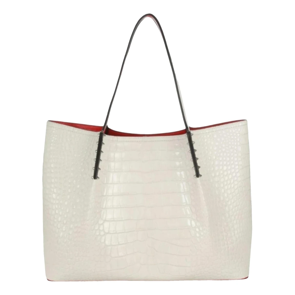 Pre-owned Christian Louboutin Cabarock Patent Leather Tote In White