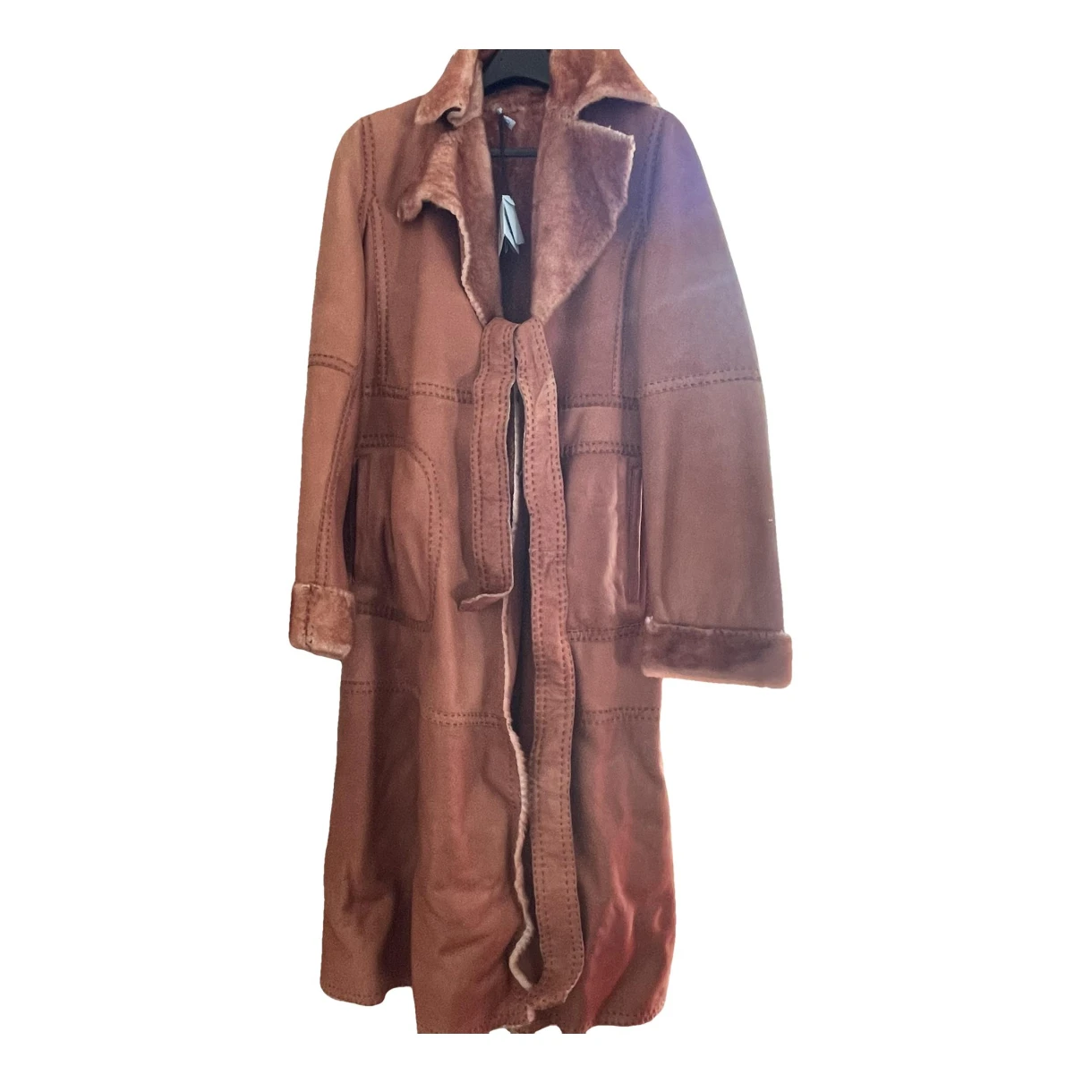Pre-owned Malo Leather Coat In Camel