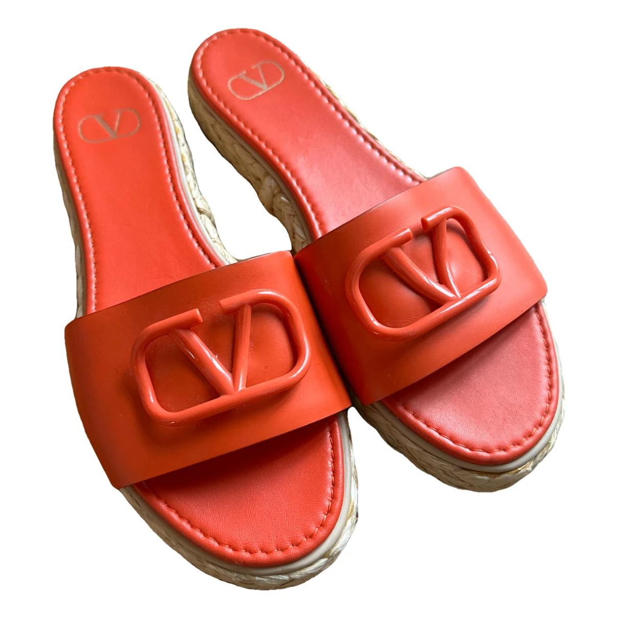 Pre-owned Valentino Garavani Leather Sandals In Orange