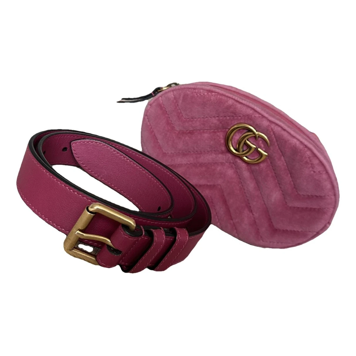 Pre-owned Gucci Marmont Velvet Clutch Bag In Purple