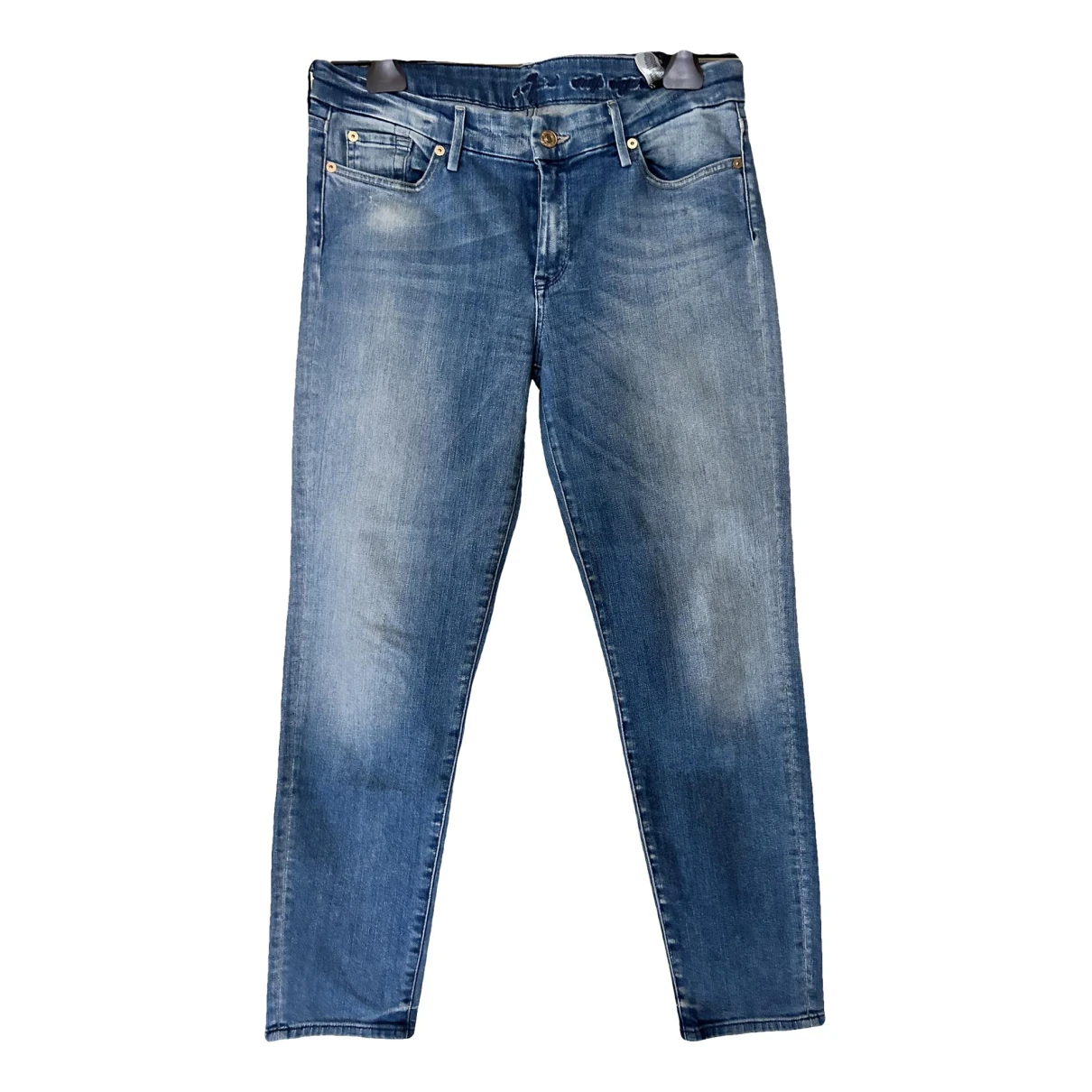 Pre-owned 7 For All Mankind Straight Pants In Blue
