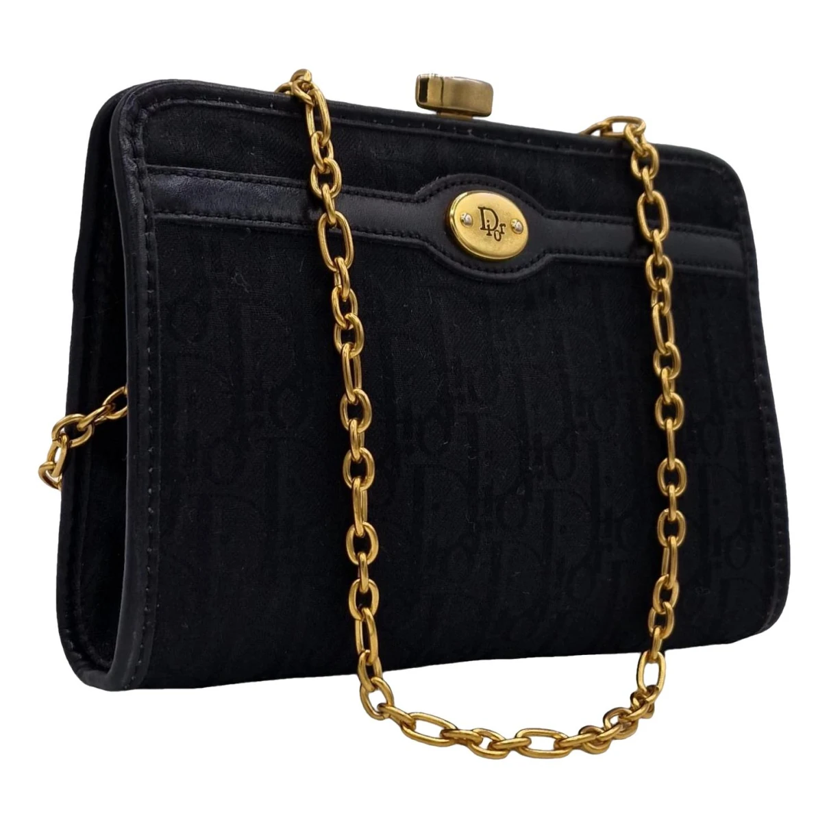 Pre-owned Dior 30 Montaigne Cloth Crossbody Bag In Black