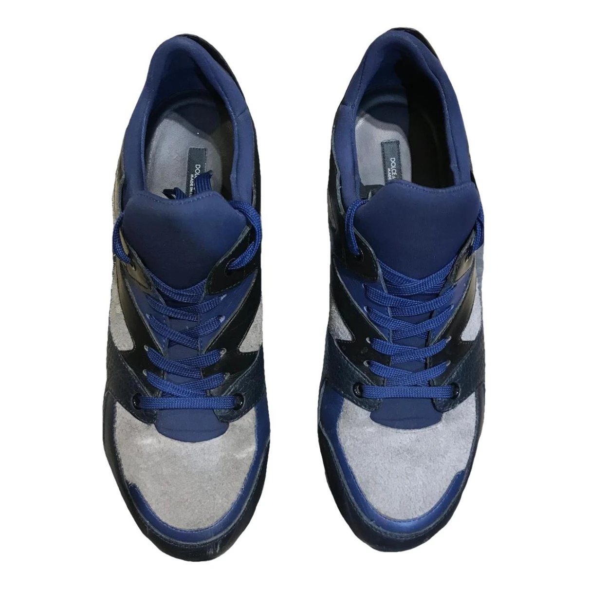 Pre-owned Dolce & Gabbana Roma Leather Trainers In Blue