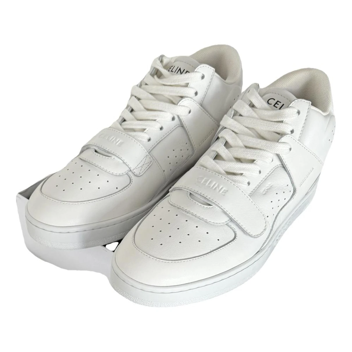 Pre-owned Celine Ct-02 Patent Leather Trainers In White