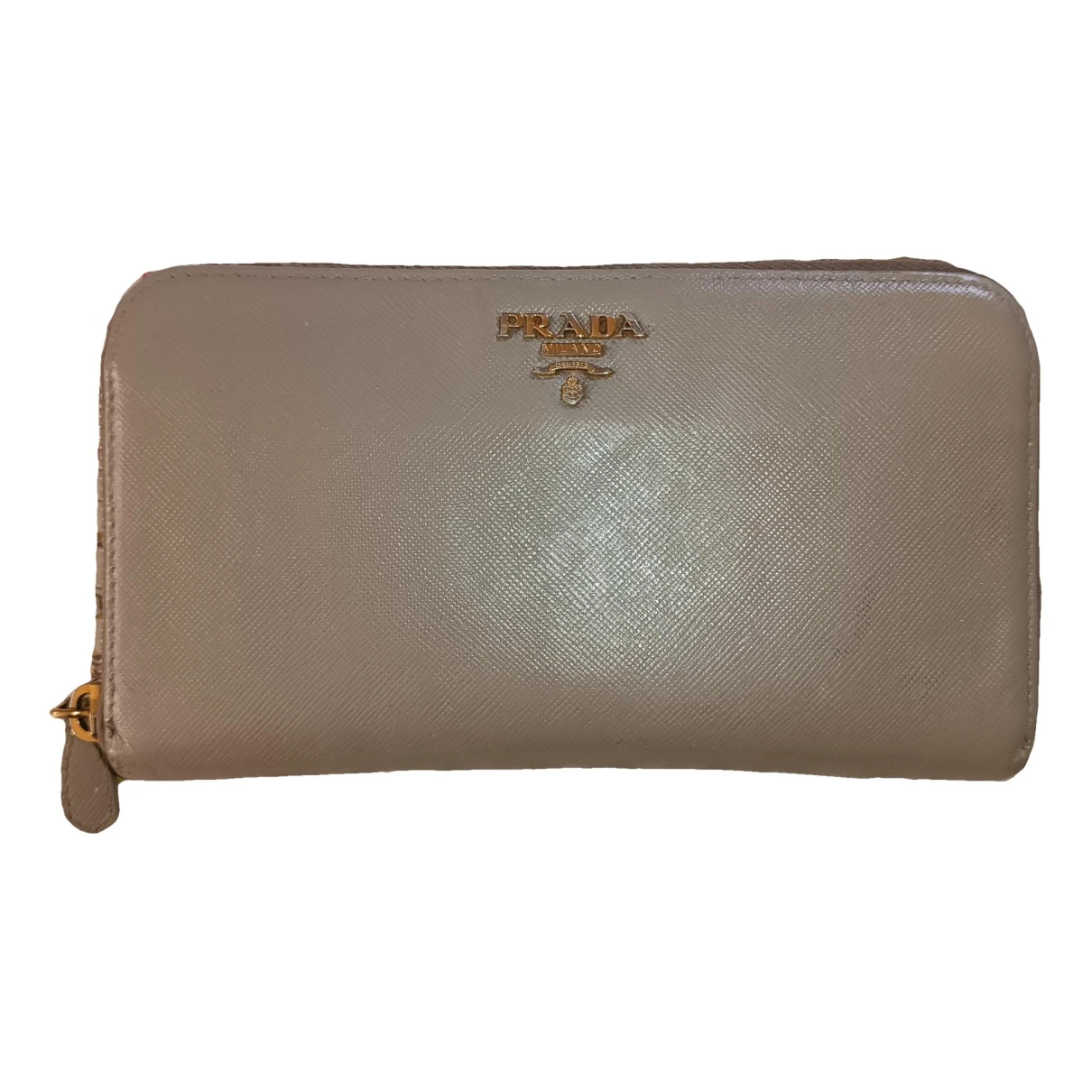 Pre-owned Prada Leather Clutch In Grey