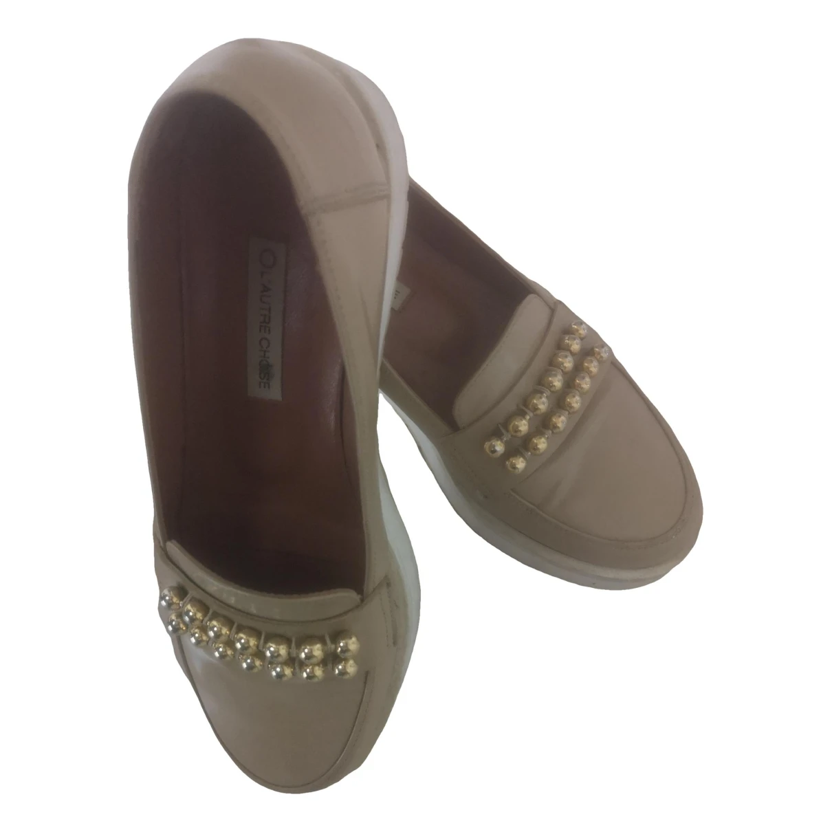 Pre-owned L'autre Chose Leather Flats In Beige