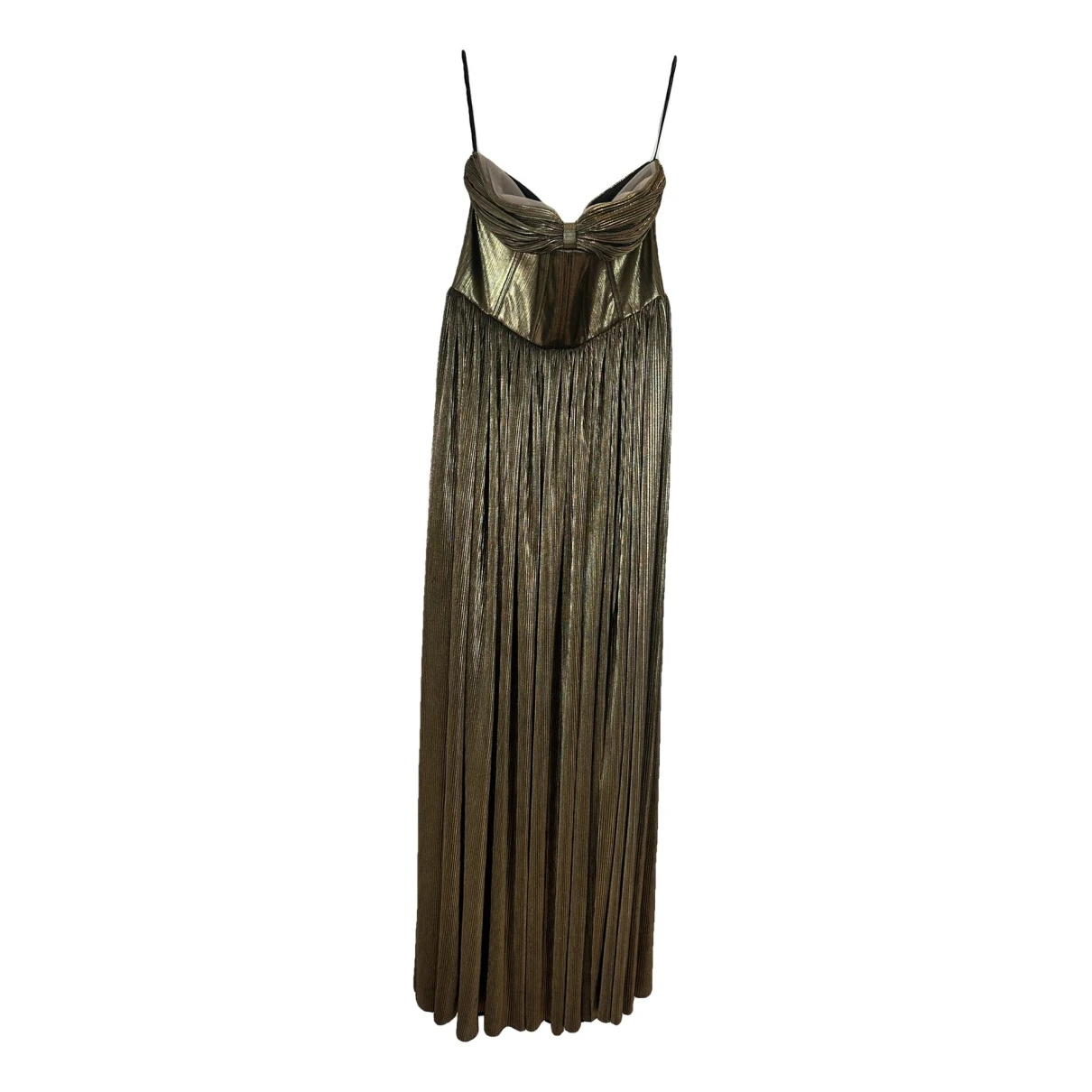 Pre-owned Bronx And Banco Silk Maxi Dress In Gold