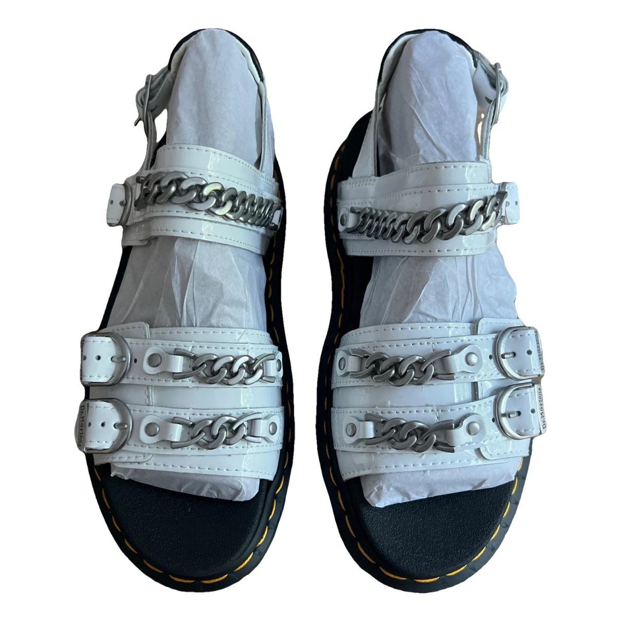 Pre-owned Dr. Martens' Patent Leather Sandals In White
