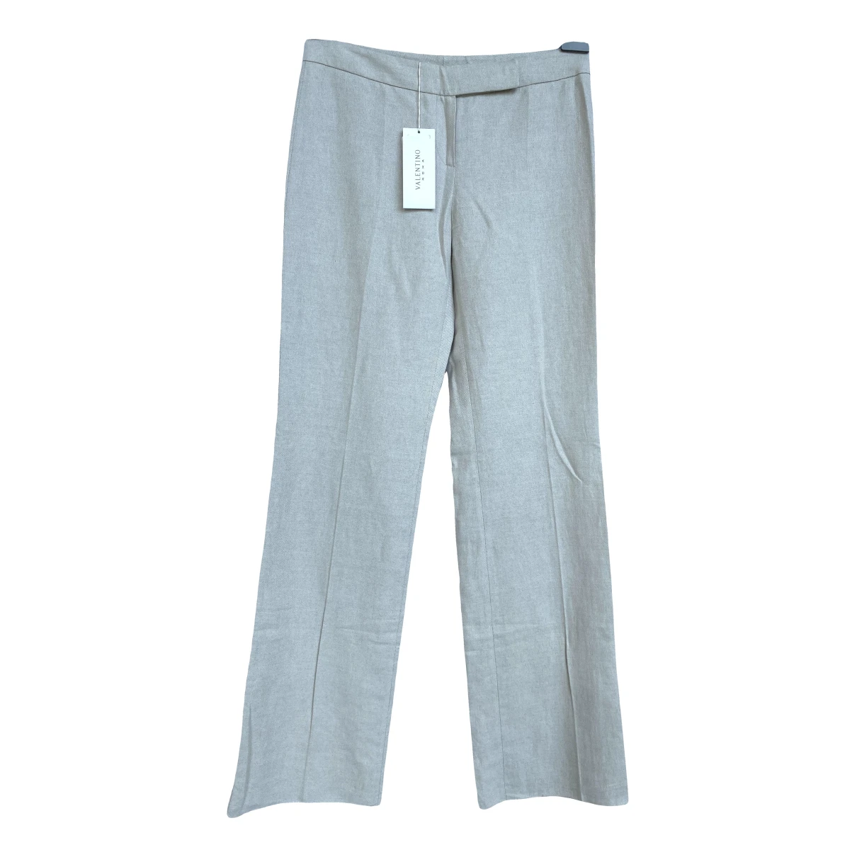 Pre-owned Valentino Linen Trousers In Ecru