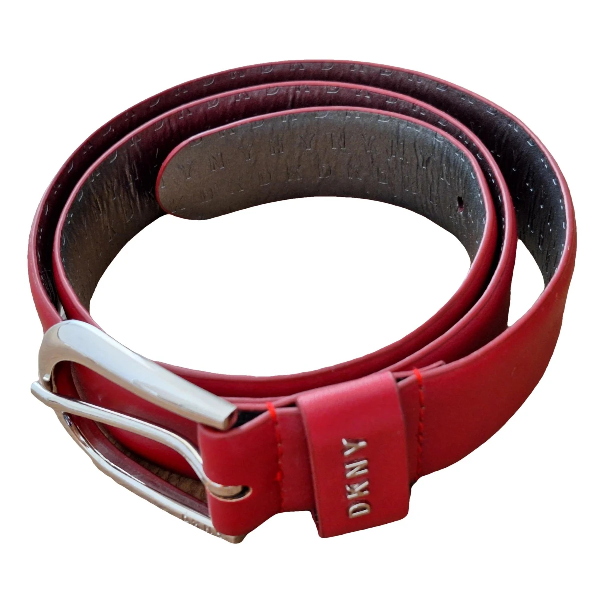 Pre-owned Dkny Leather Belt In Red