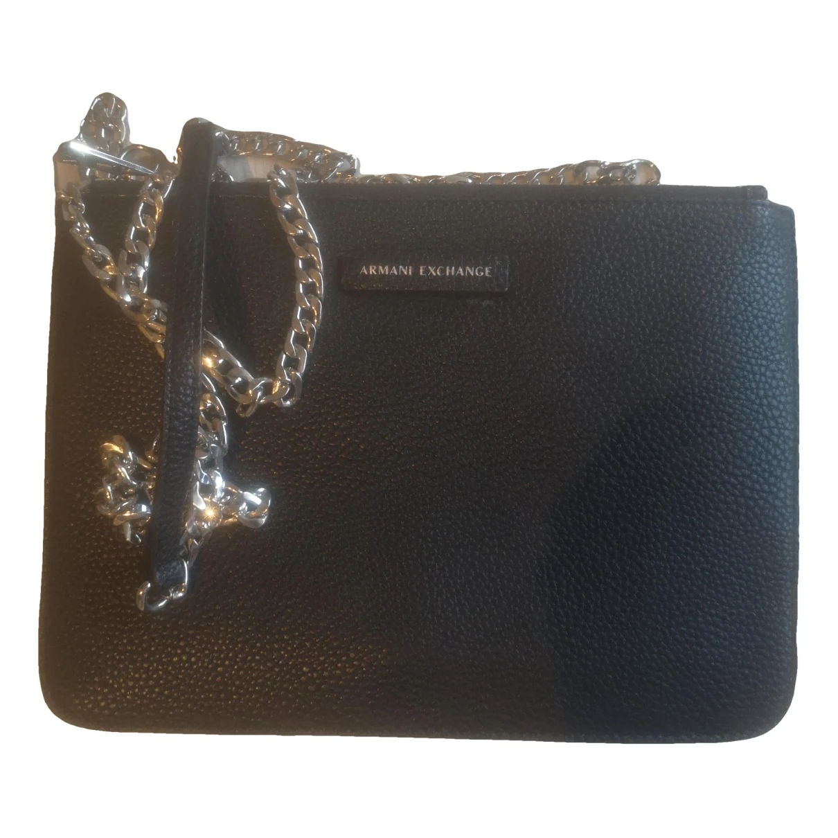 Pre-owned Armani Exchange Leather Clutch Bag In Black