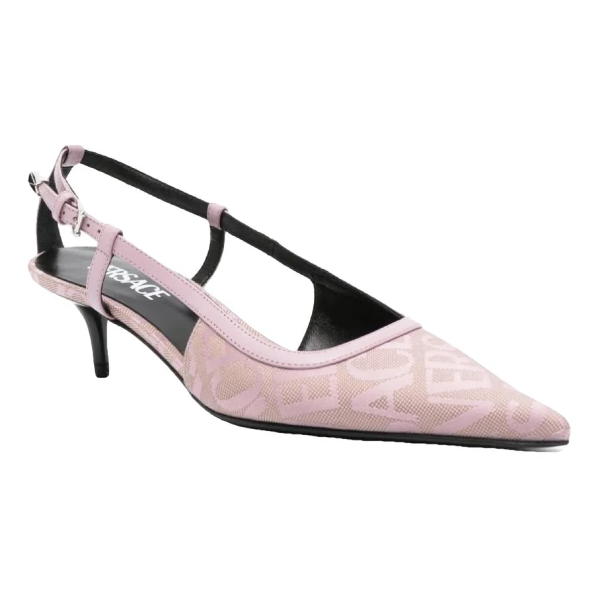 Pre-owned Versace Cloth Heels In Pink