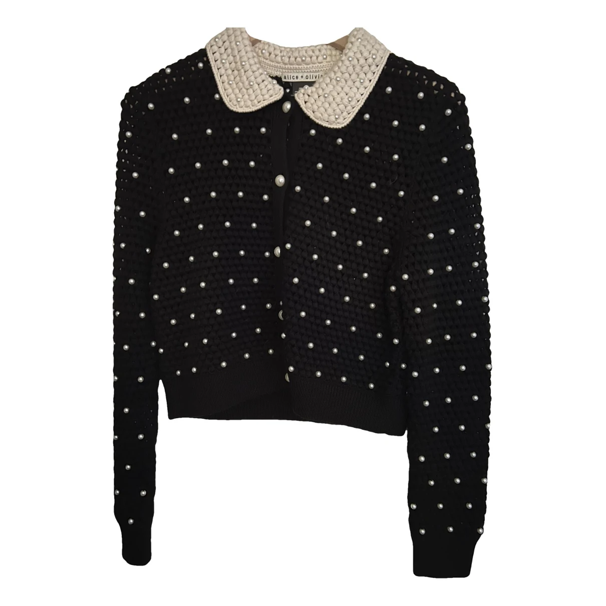 Pre-owned Alice And Olivia Wool Cardigan In Black