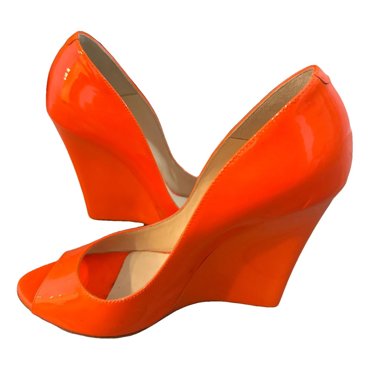 Pre-owned Jimmy Choo Patent Leather Heels In Orange
