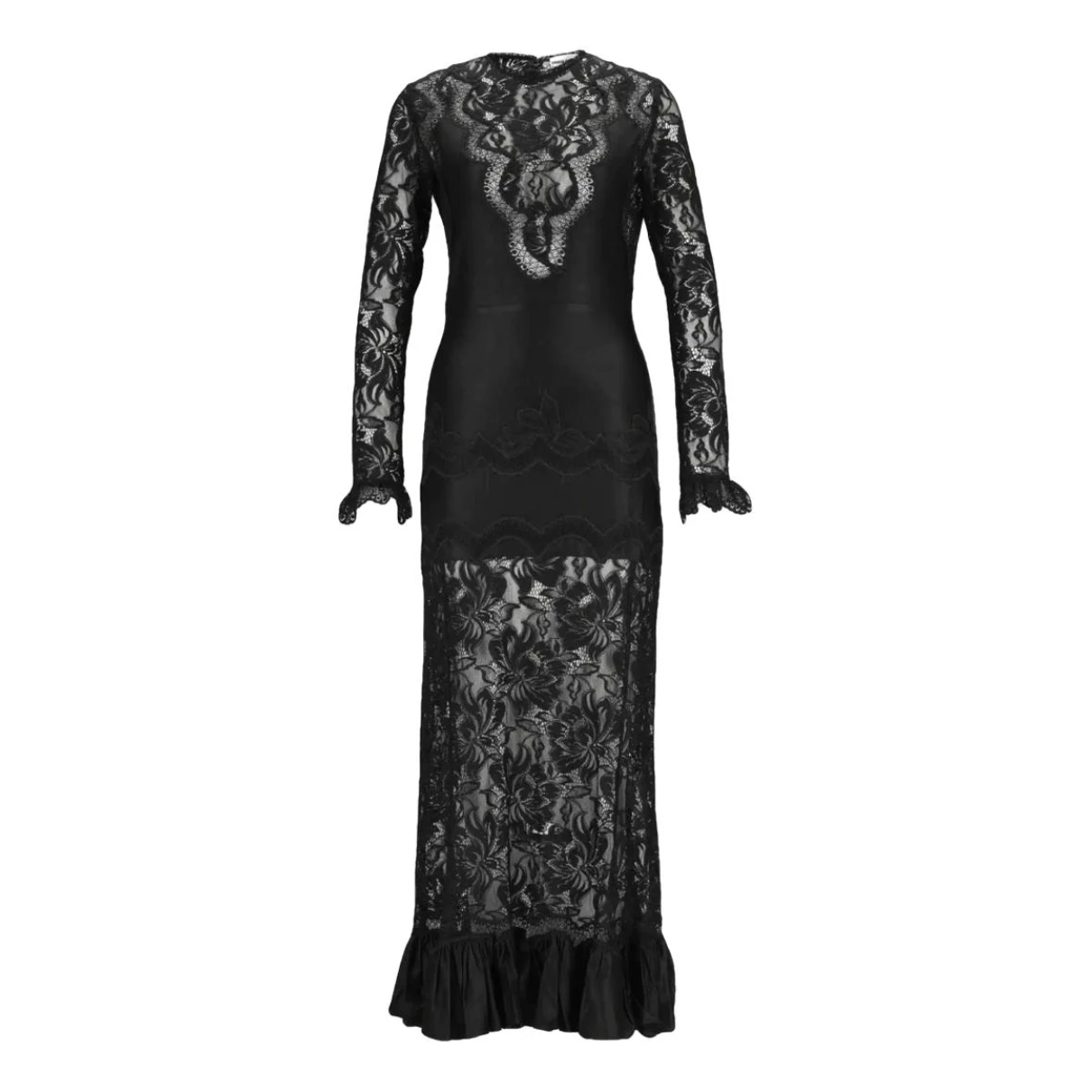 Pre-owned Paco Rabanne Lace Maxi Dress In Black