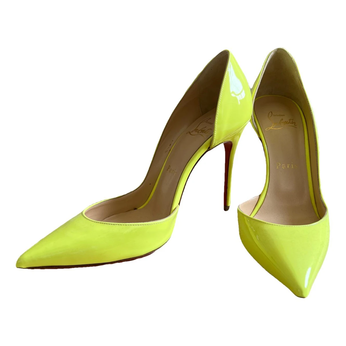 Pre-owned Christian Louboutin Iriza Patent Leather Heels In Green