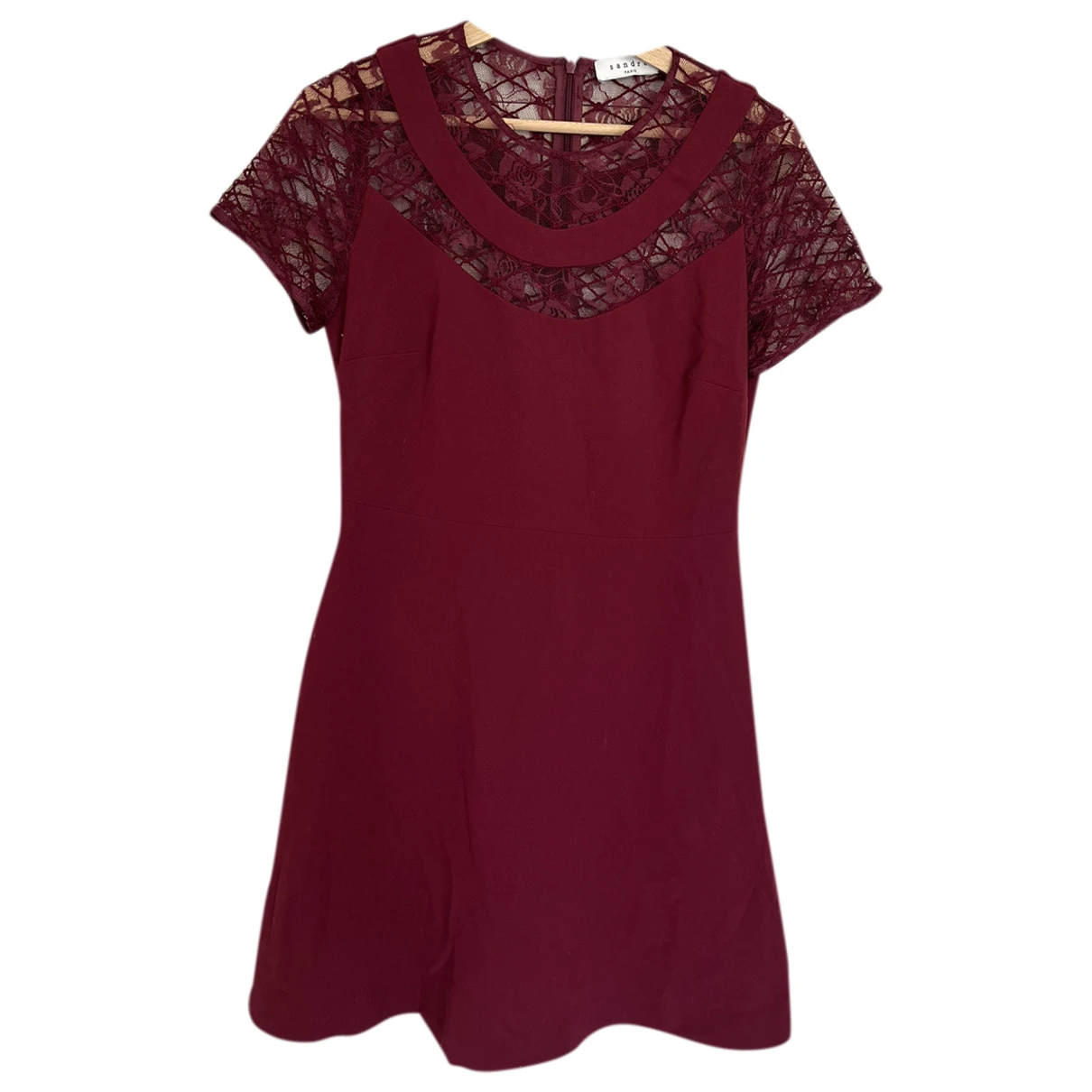 Pre-owned Sandro Lace Mid-length Dress In Burgundy