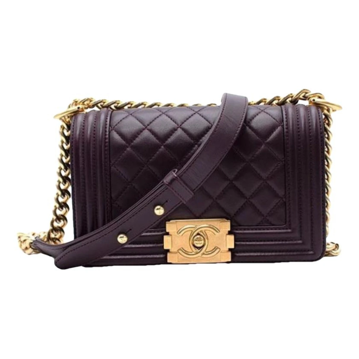 Pre-owned Chanel Boy Leather Crossbody Bag In Purple