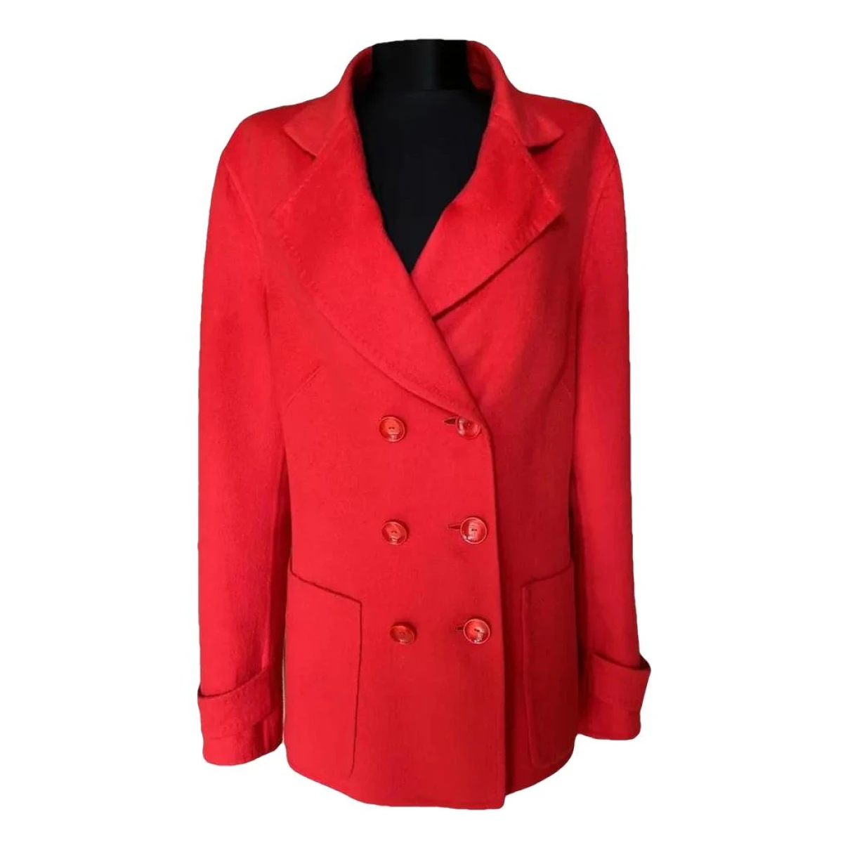 Pre-owned Escada Cashmere Peacoat In Red