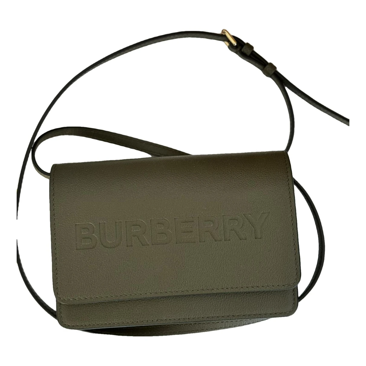 Pre-owned Burberry Tb Bag Leather Handbag In Green