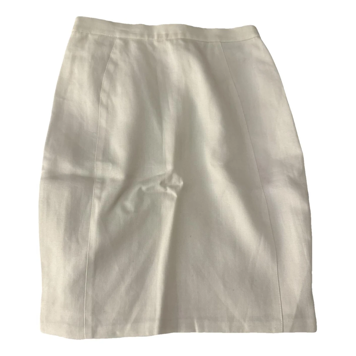 Pre-owned Mugler Linen Mini Skirt In White