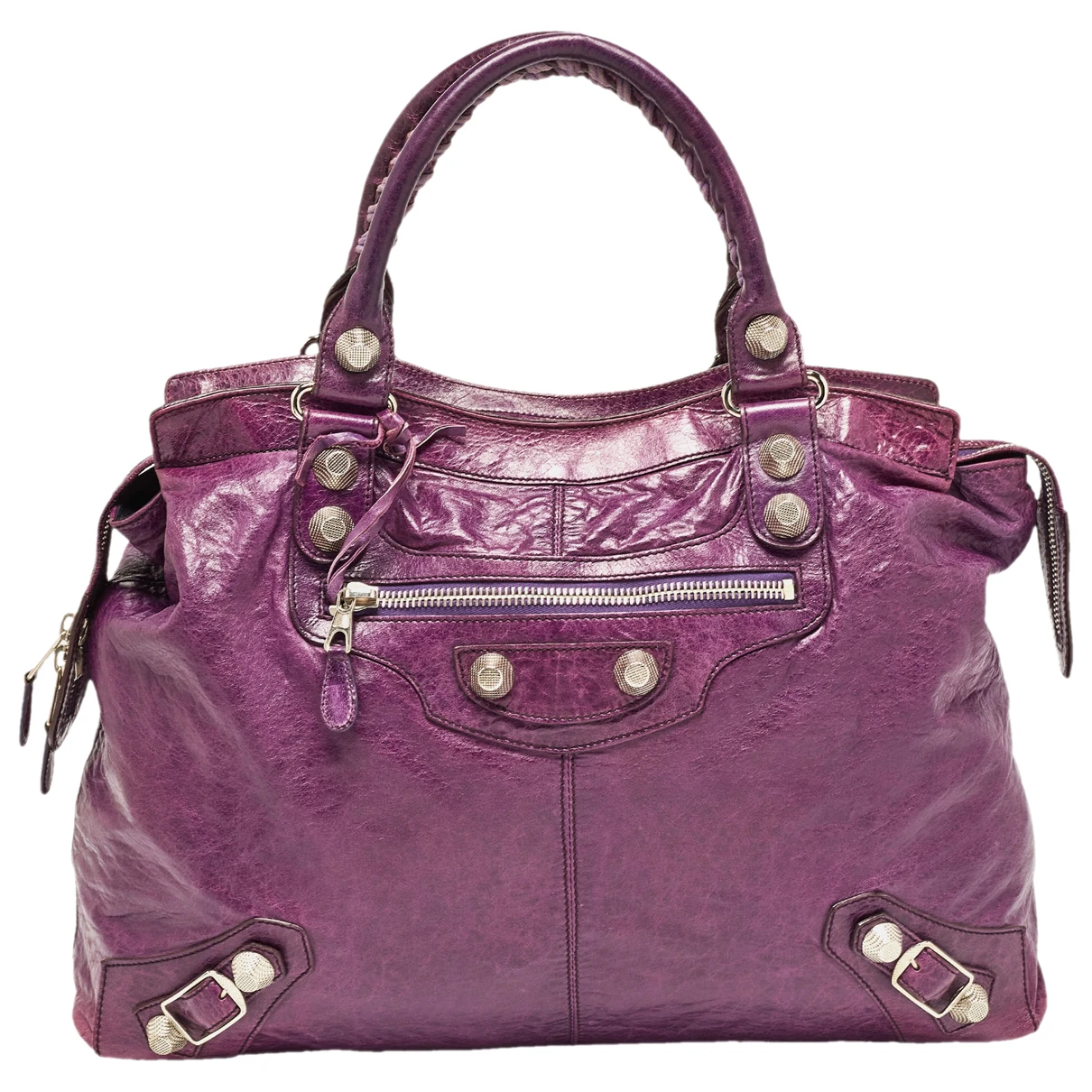 Pre-owned Balenciaga Leather Tote In Purple