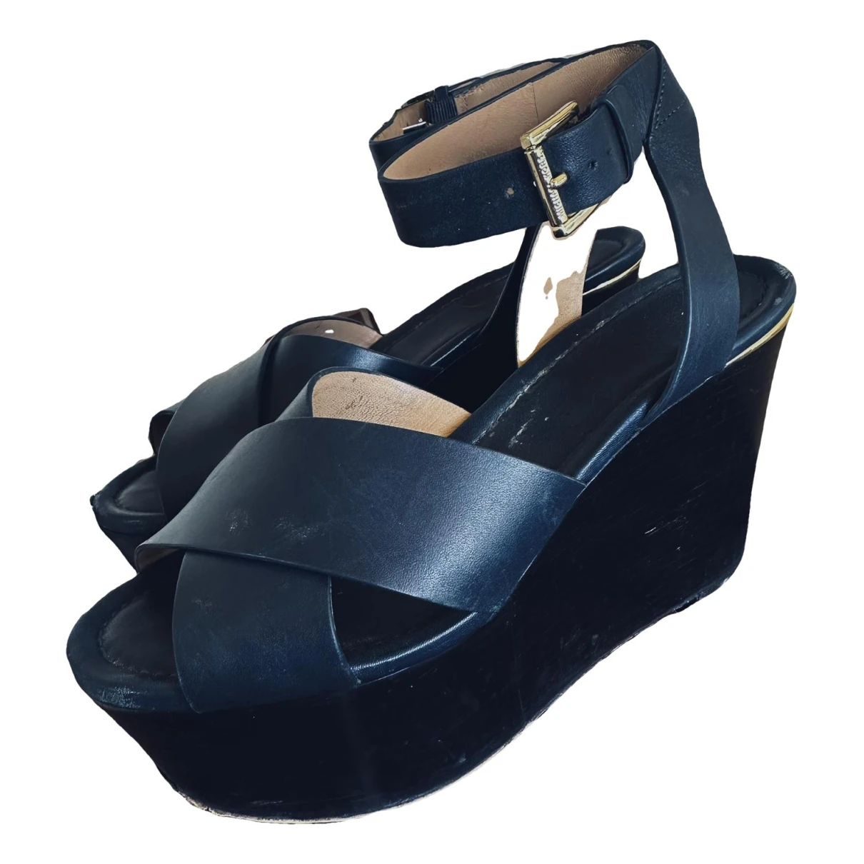 Pre-owned Michael Kors Leather Sandals In Navy