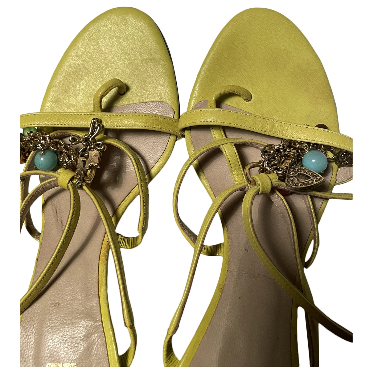 Pre-owned Versace Leather Sandal In Green