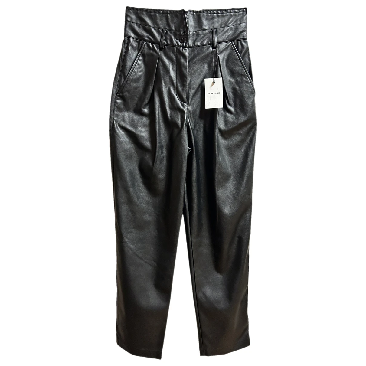 Pre-owned Pinko Leather Carot Pants In Black