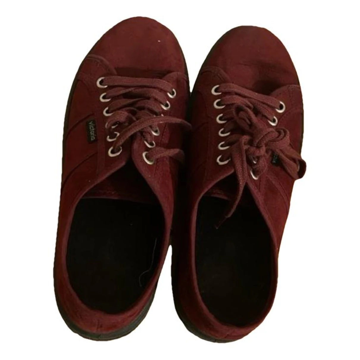 Pre-owned Victoria Velvet Trainers In Burgundy