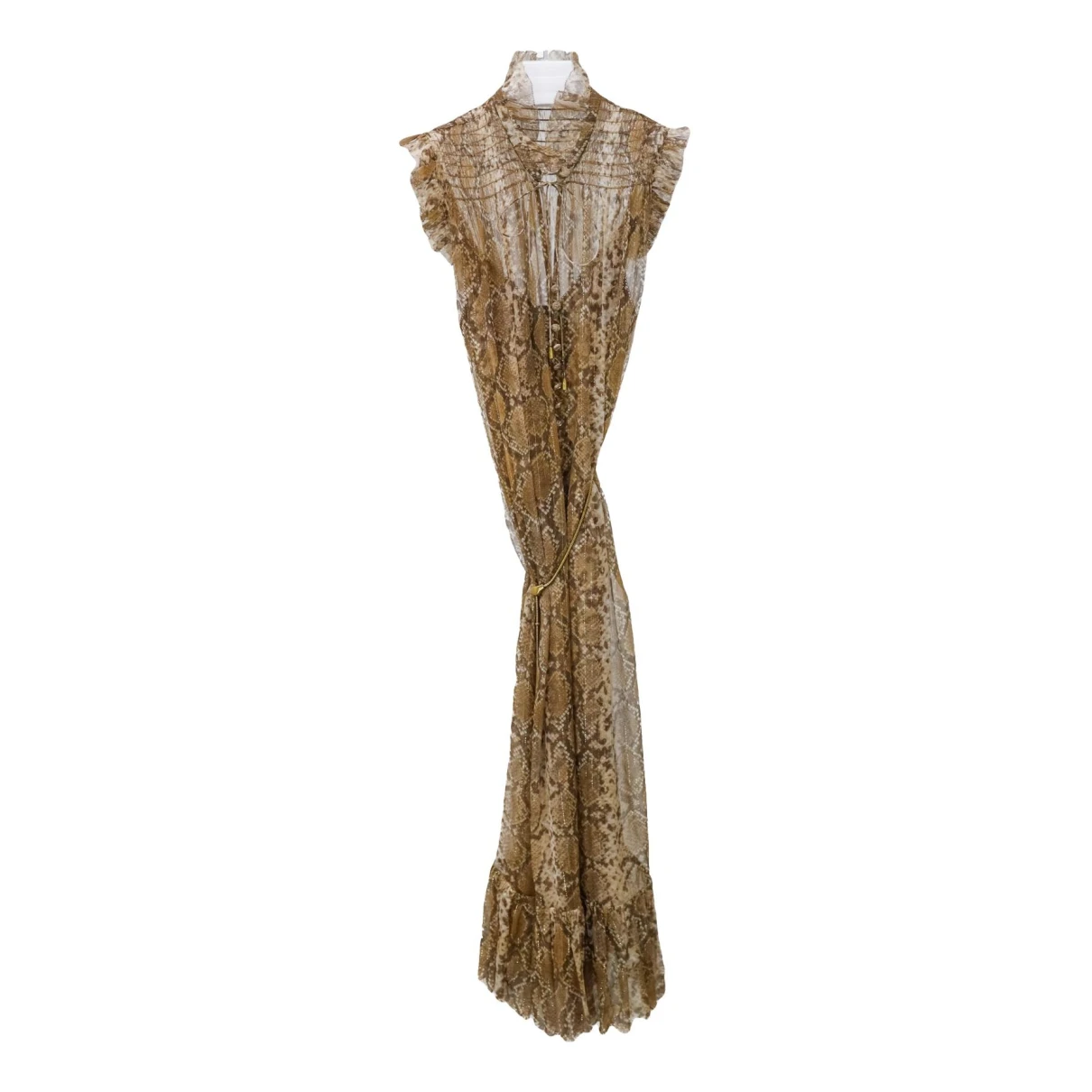 Pre-owned Zimmermann Silk Mid-length Dress In Brown