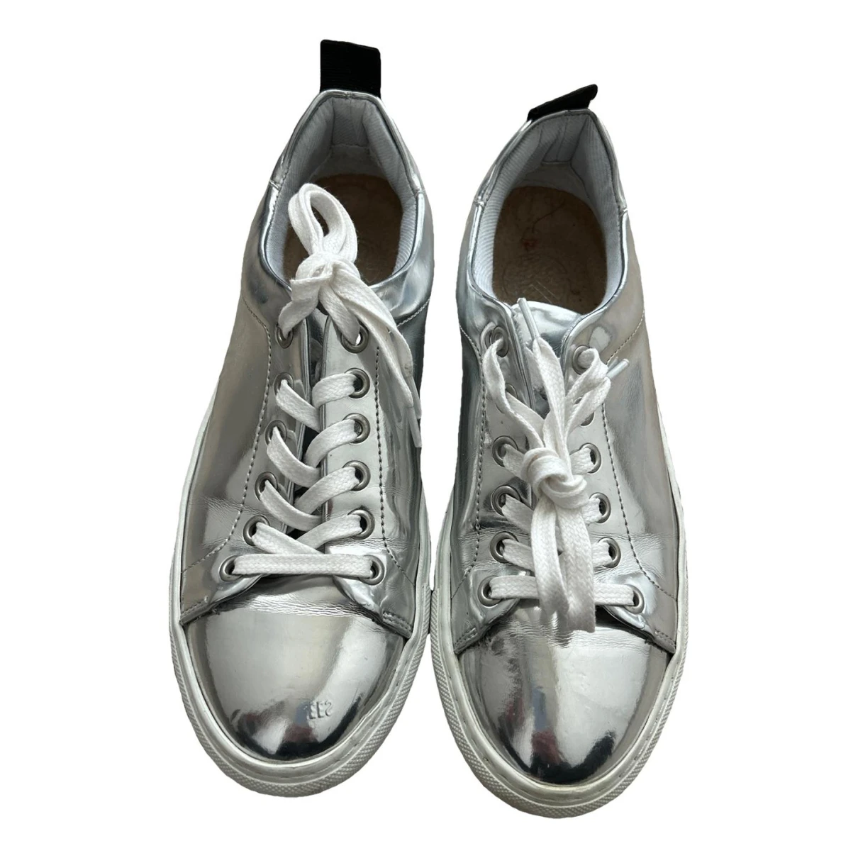 Pre-owned Kurt Geiger Patent Leather Trainers In Silver